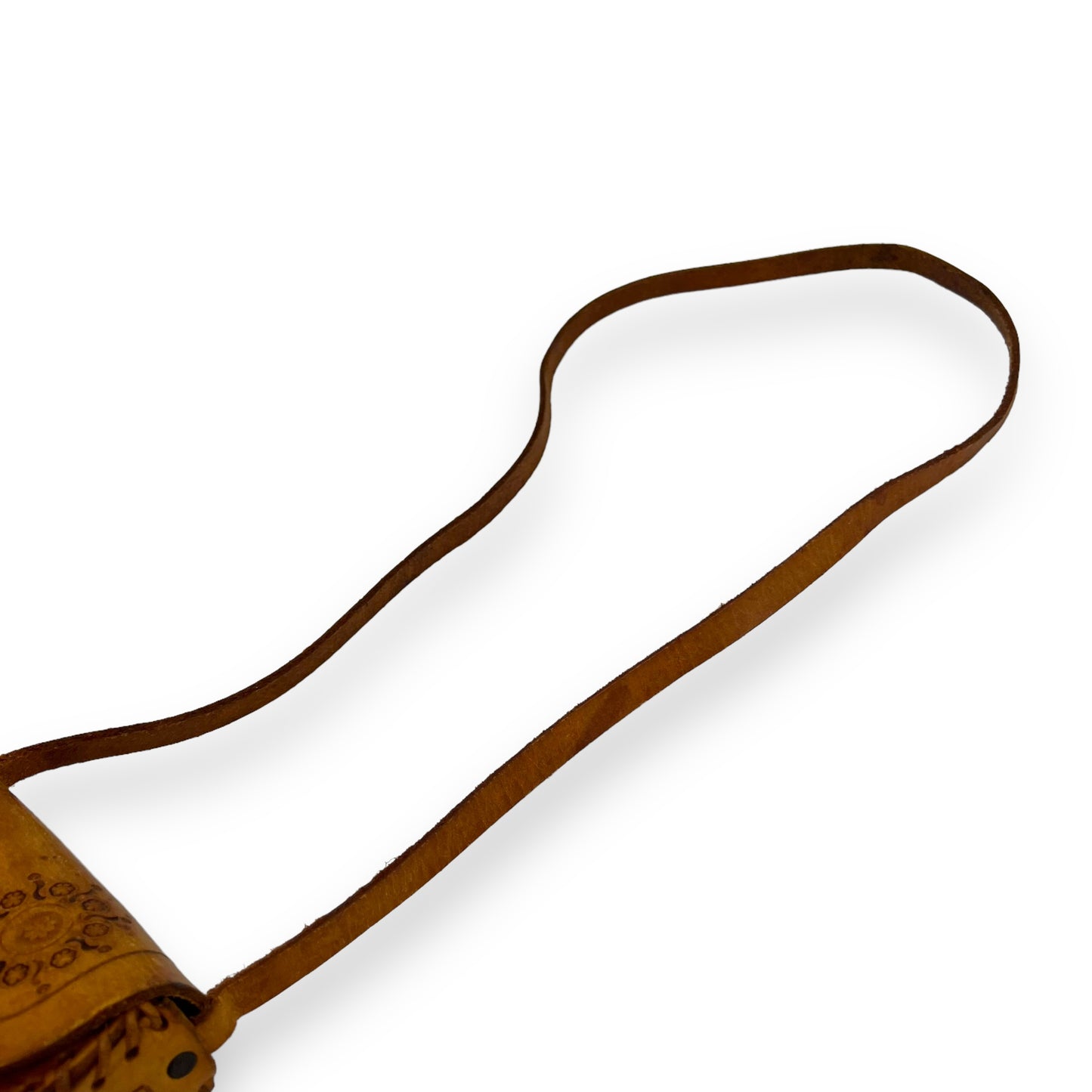 Small Brown Leather Hand Tooled Purse with strap