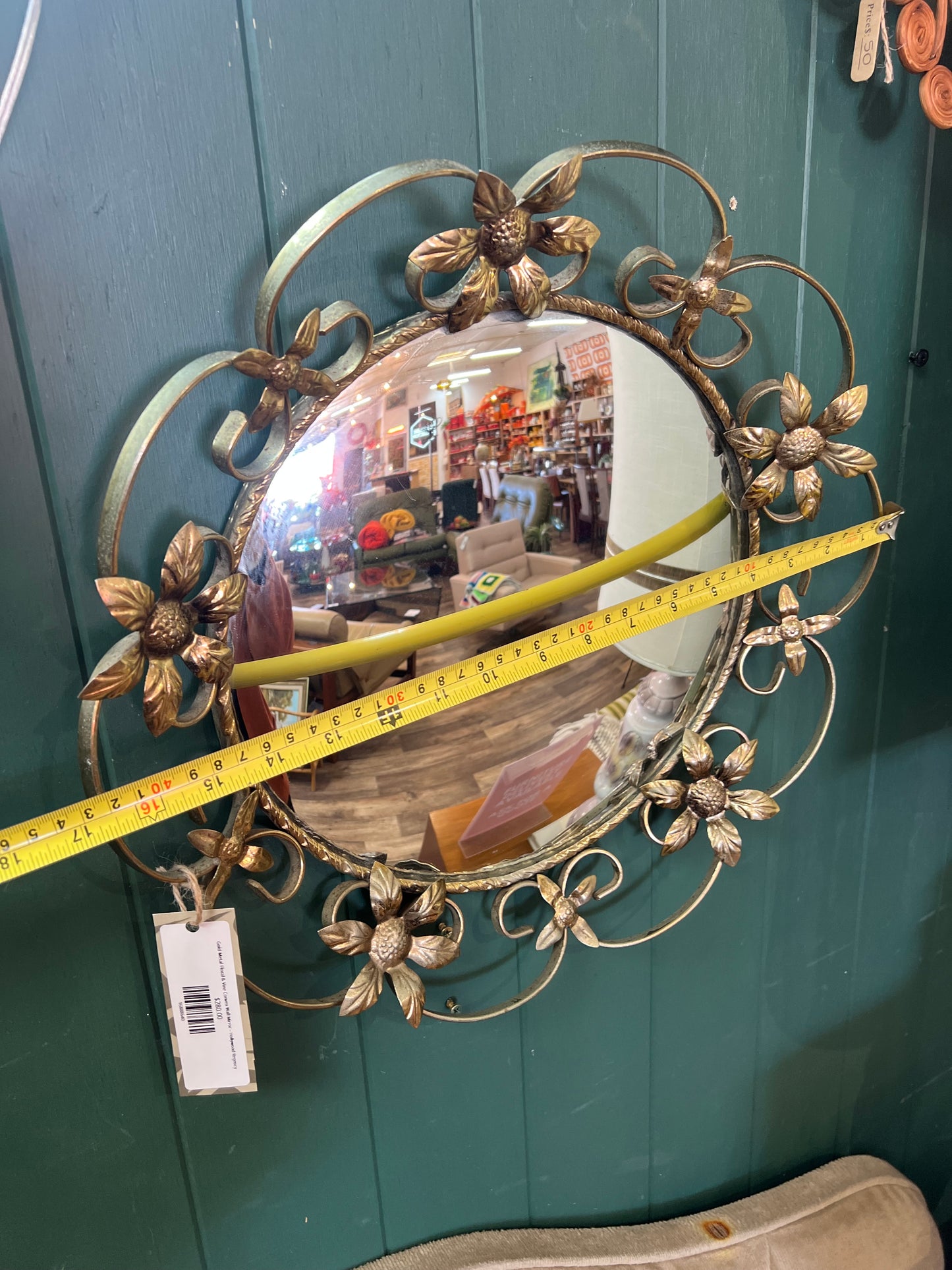 Gold Metal Floral & Vine Convex Wall Mirror – Hollywood Regency