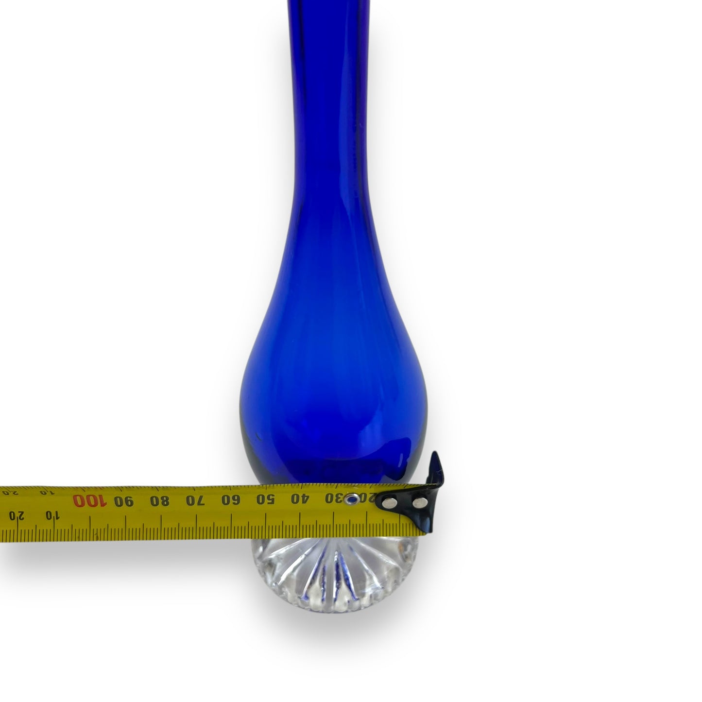 Cobalt Blue Art Glass Vase with Clear Base