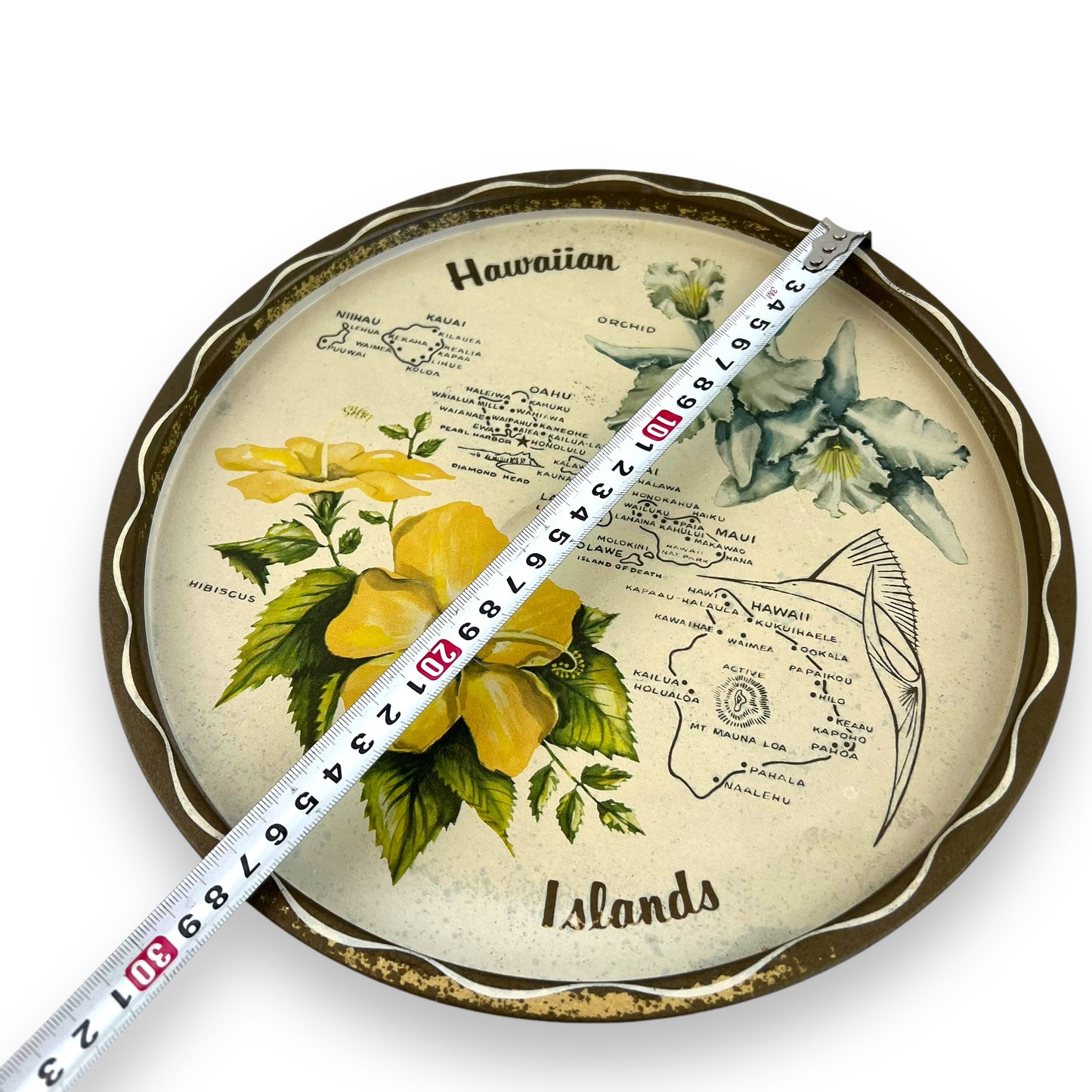 Hawaiian Islands Round Metal Tray