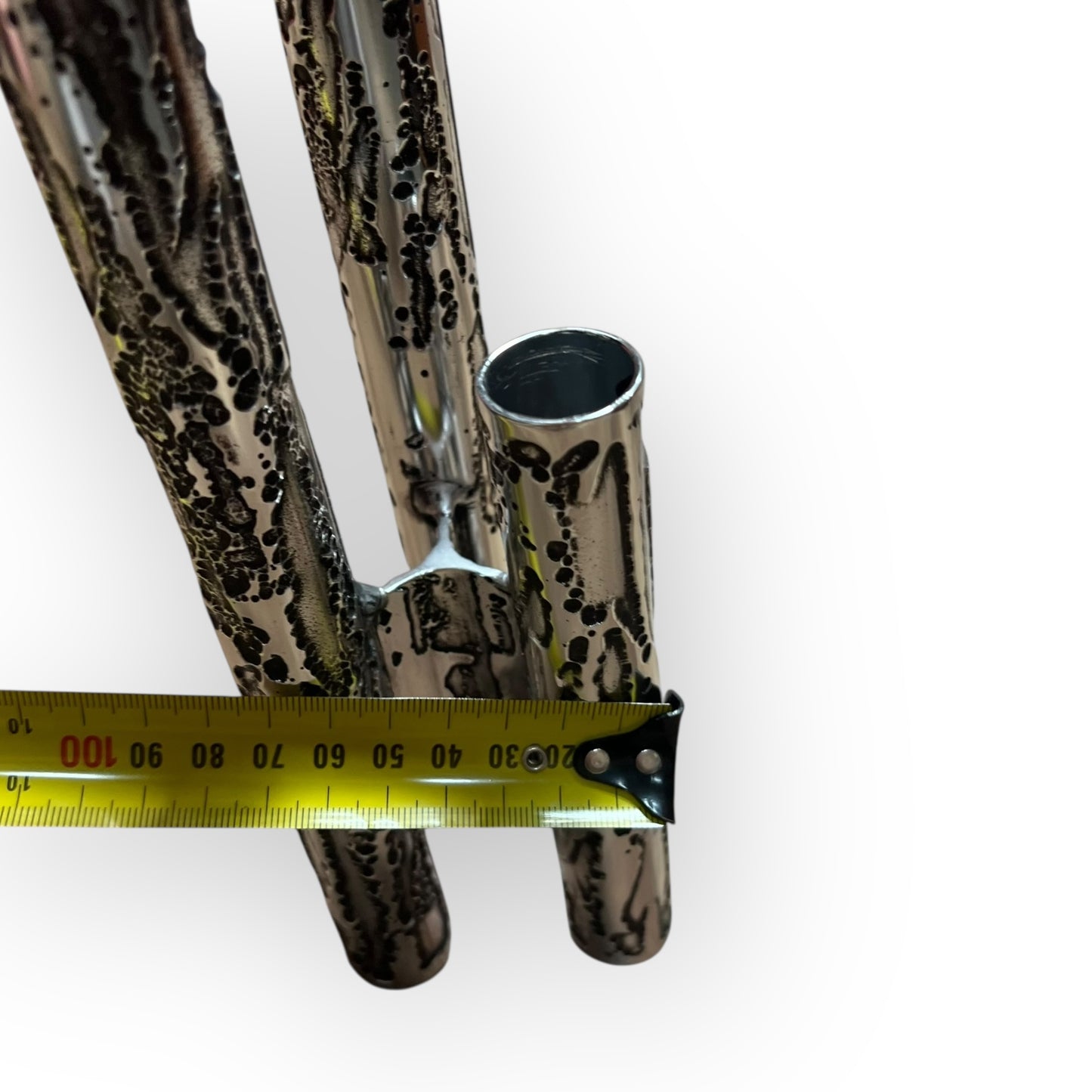 Brutalist Chrome Candle Holder