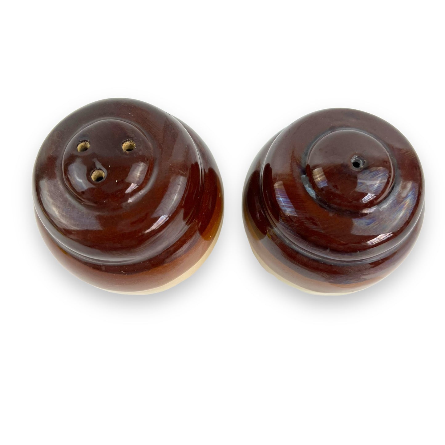 Brown Stripe ceramic salt & pepper shaker set