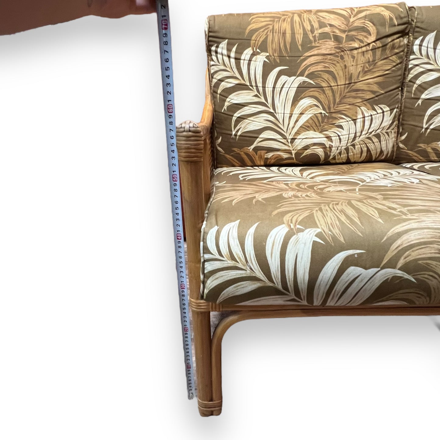 Cane Two Seater Lounge Palm Pattern Upholstery