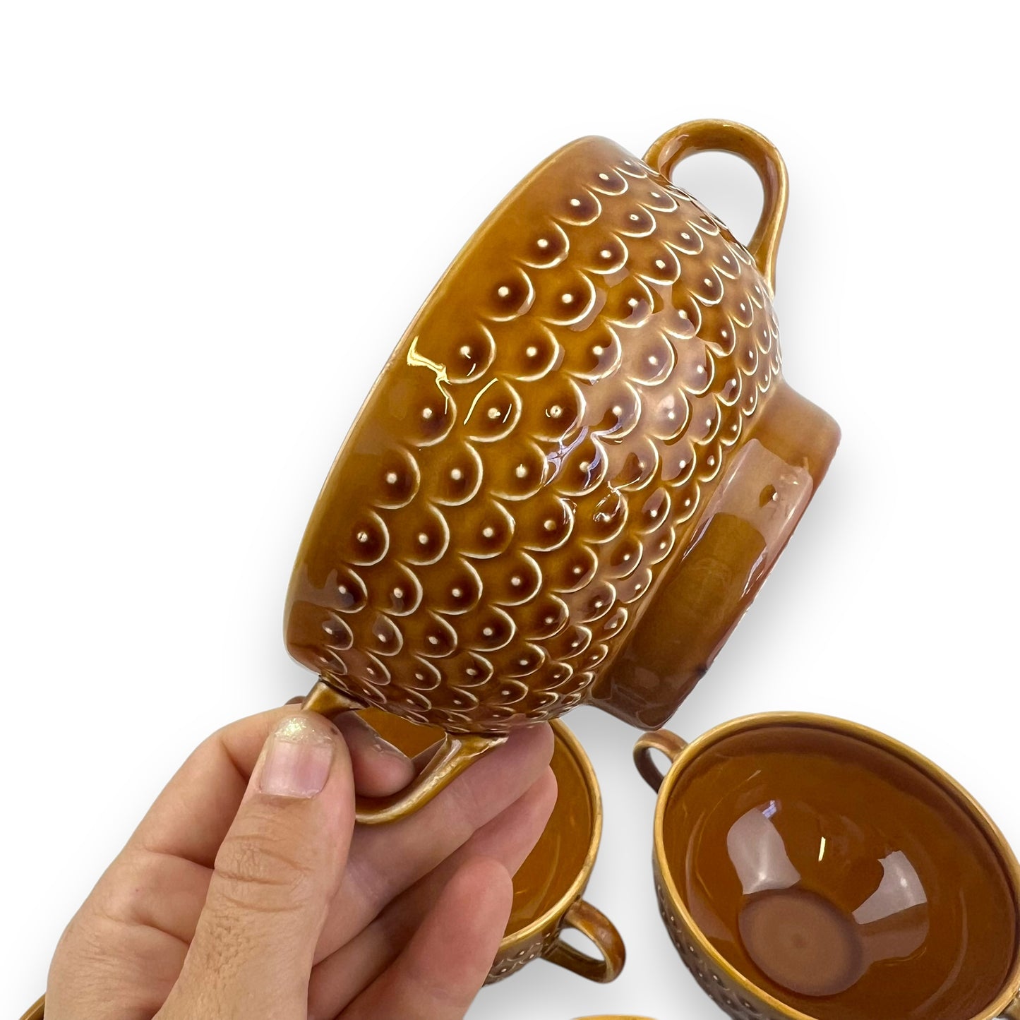 Pagnossin Earthenware Italy Brown Bowl Set of 8