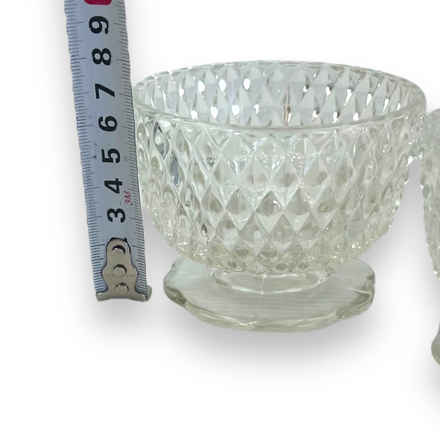 Set of 5 Diamond-Cut Glass Dessert Bowls