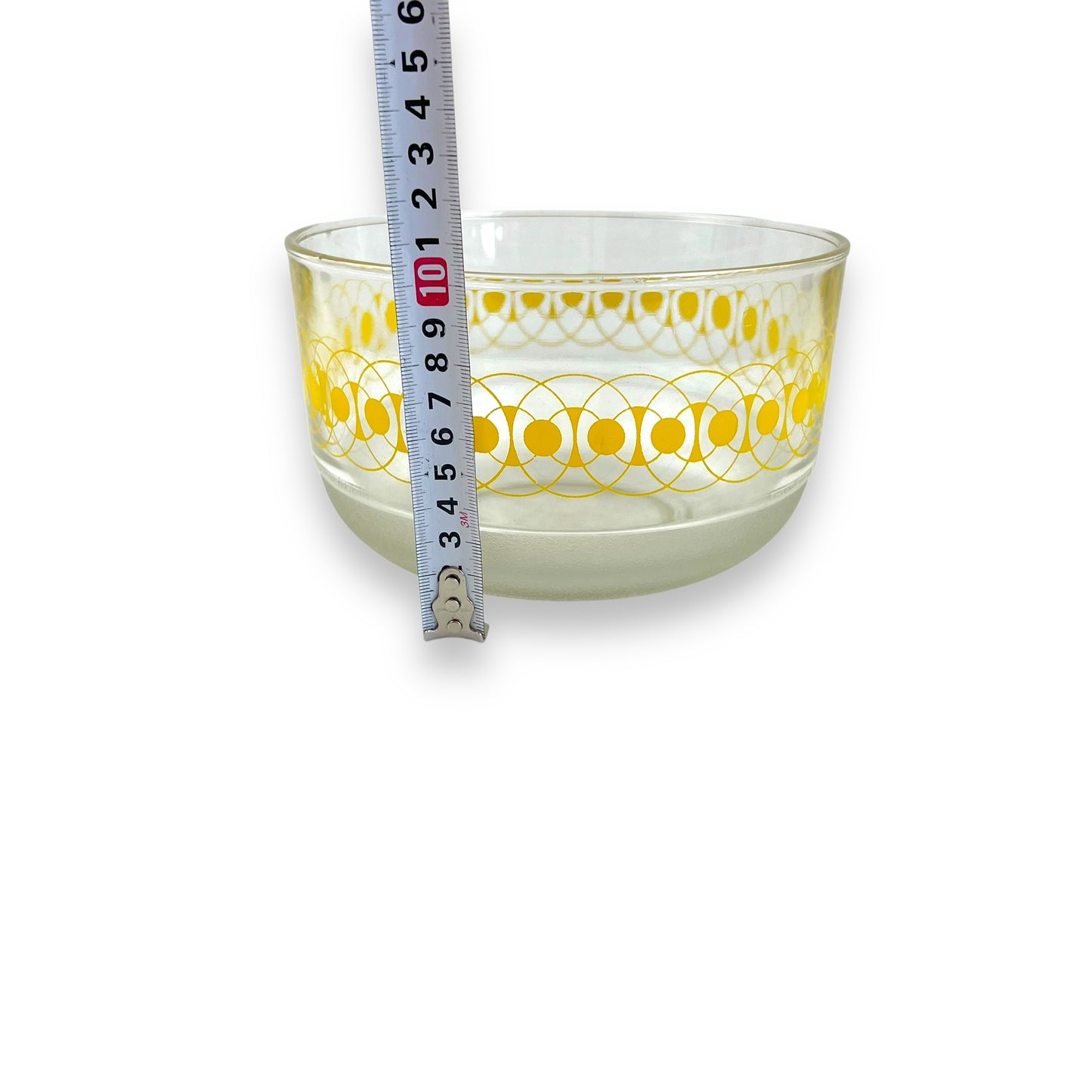 Clear glass yellow pattern mixing bowl