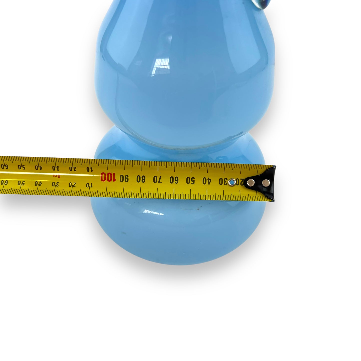Empoli Blue Art Glass Ewer Vase Jug with Clear Handle