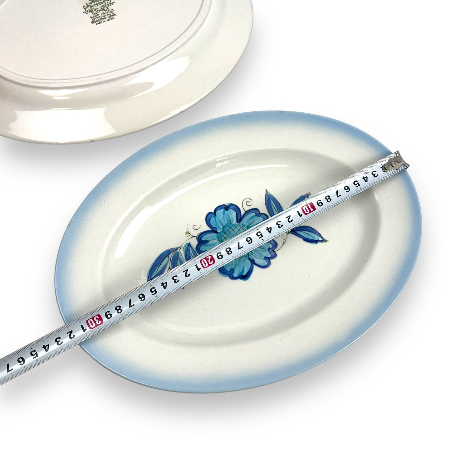 Blue flower oval plates x2