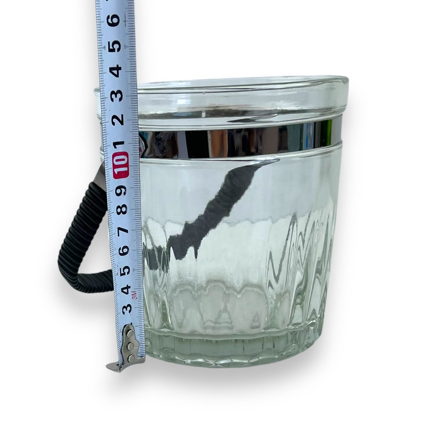 Glass Ice Bucket with Retro Black Handle