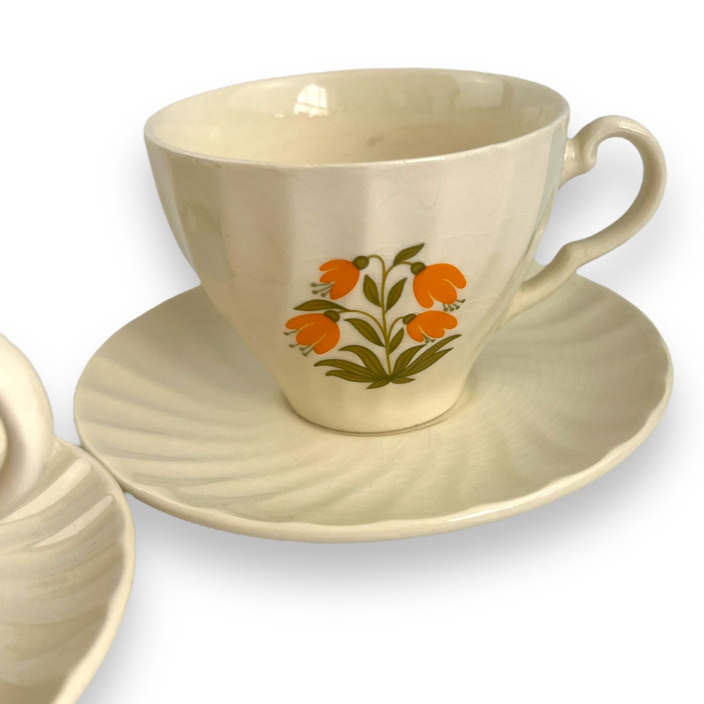 Orange flower teacup & saucer