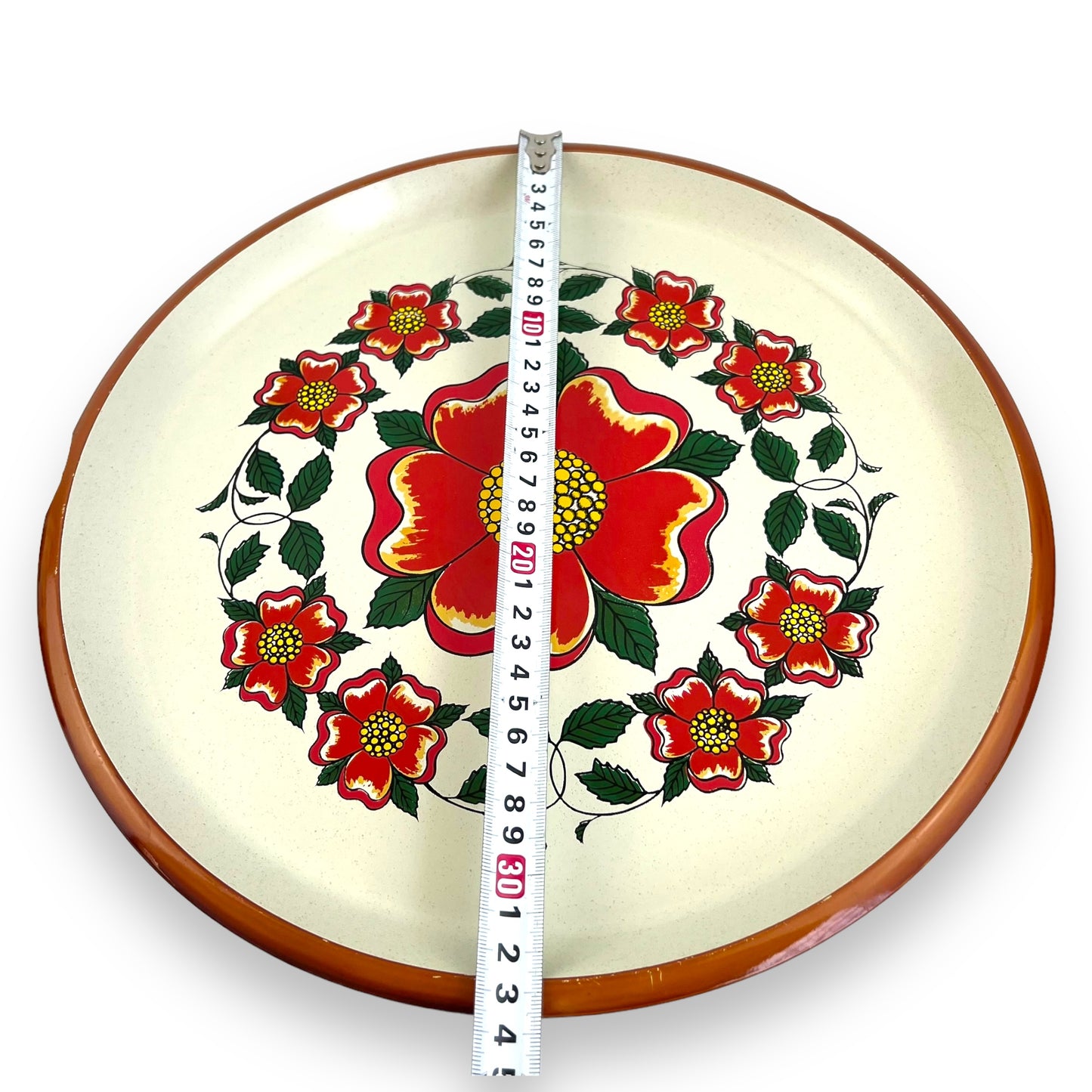 Plastic Red Flower Round Tray