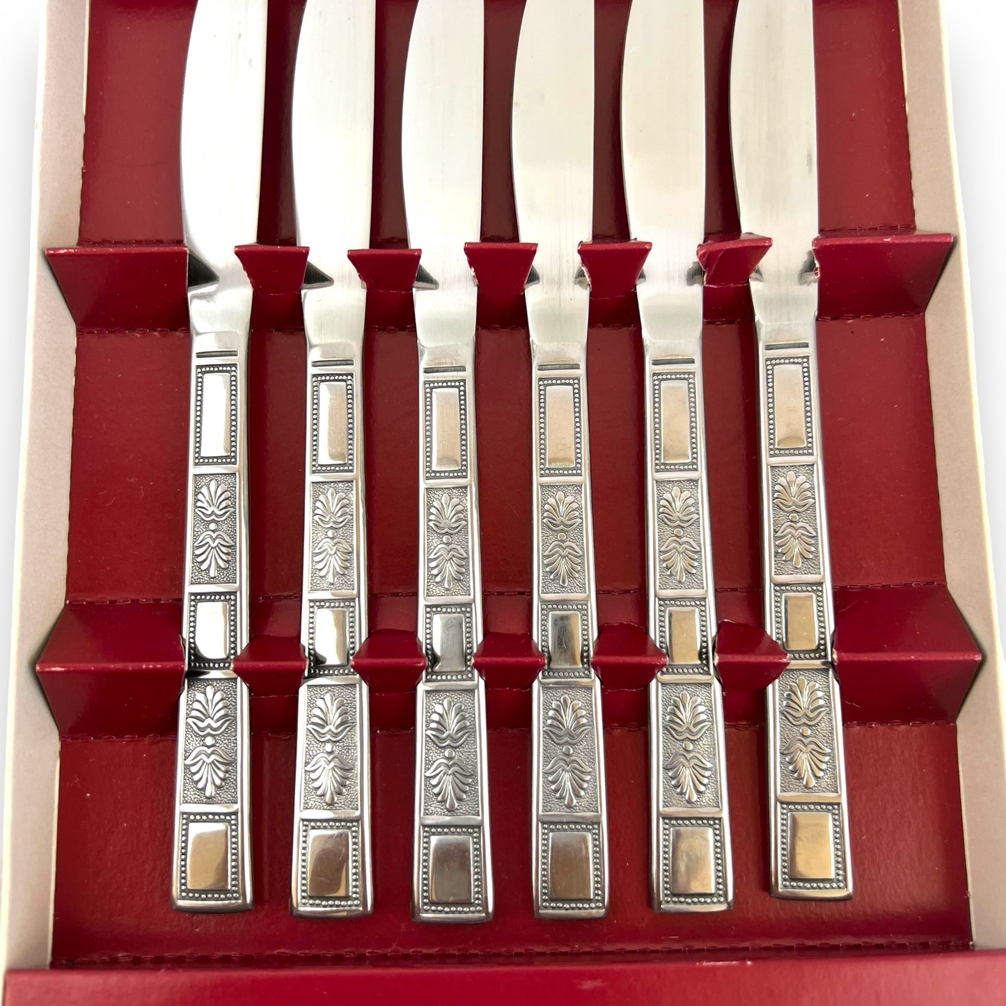 Vintage 6-Piece Stainless Steel Fruit Knife Set in Original Gift Box