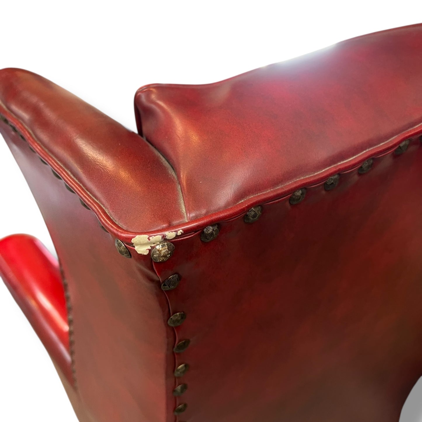 Red Wingback Armchair with Stud Detailing