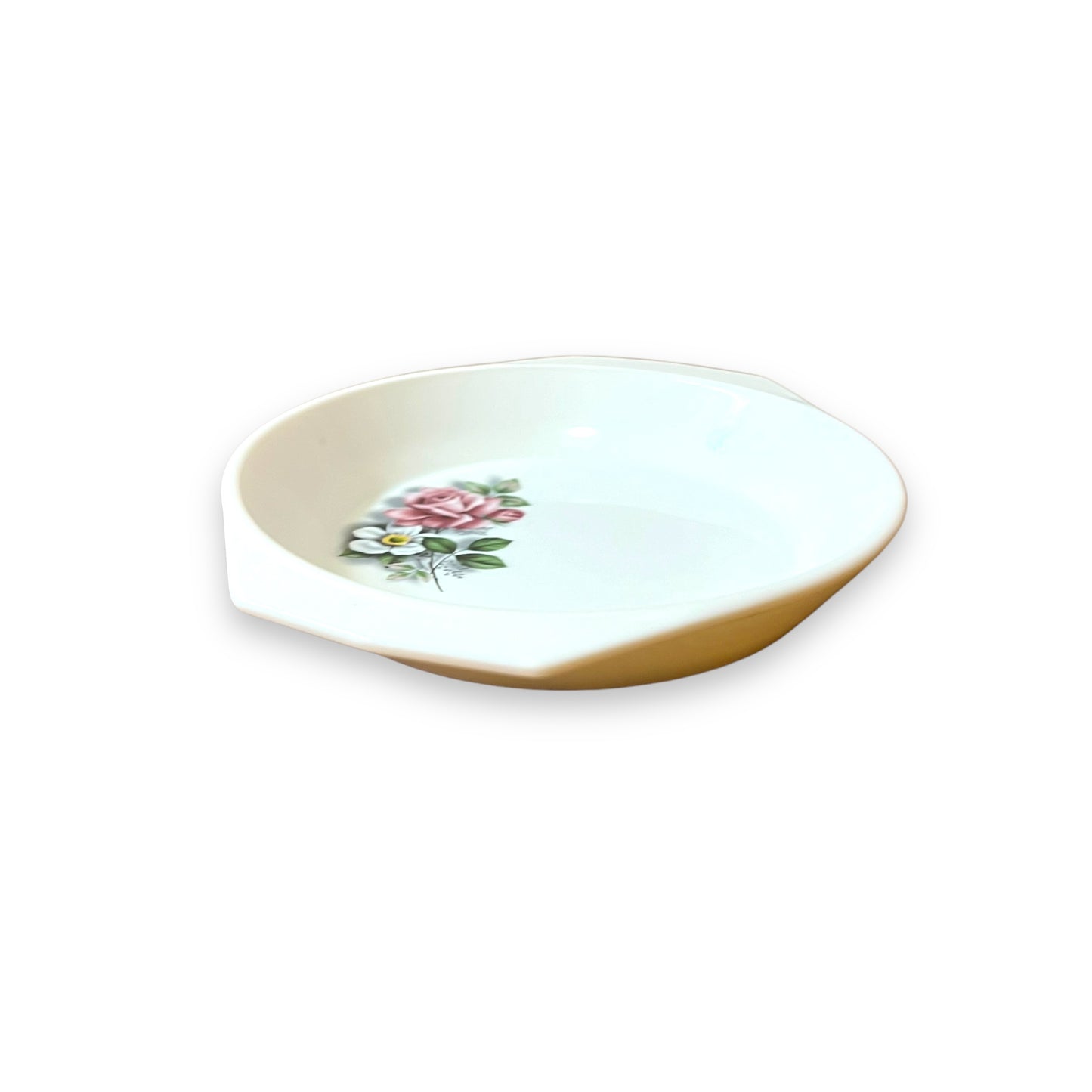 Arcopal Round Serving Dish with Pink Rose Floral Design - Made in France