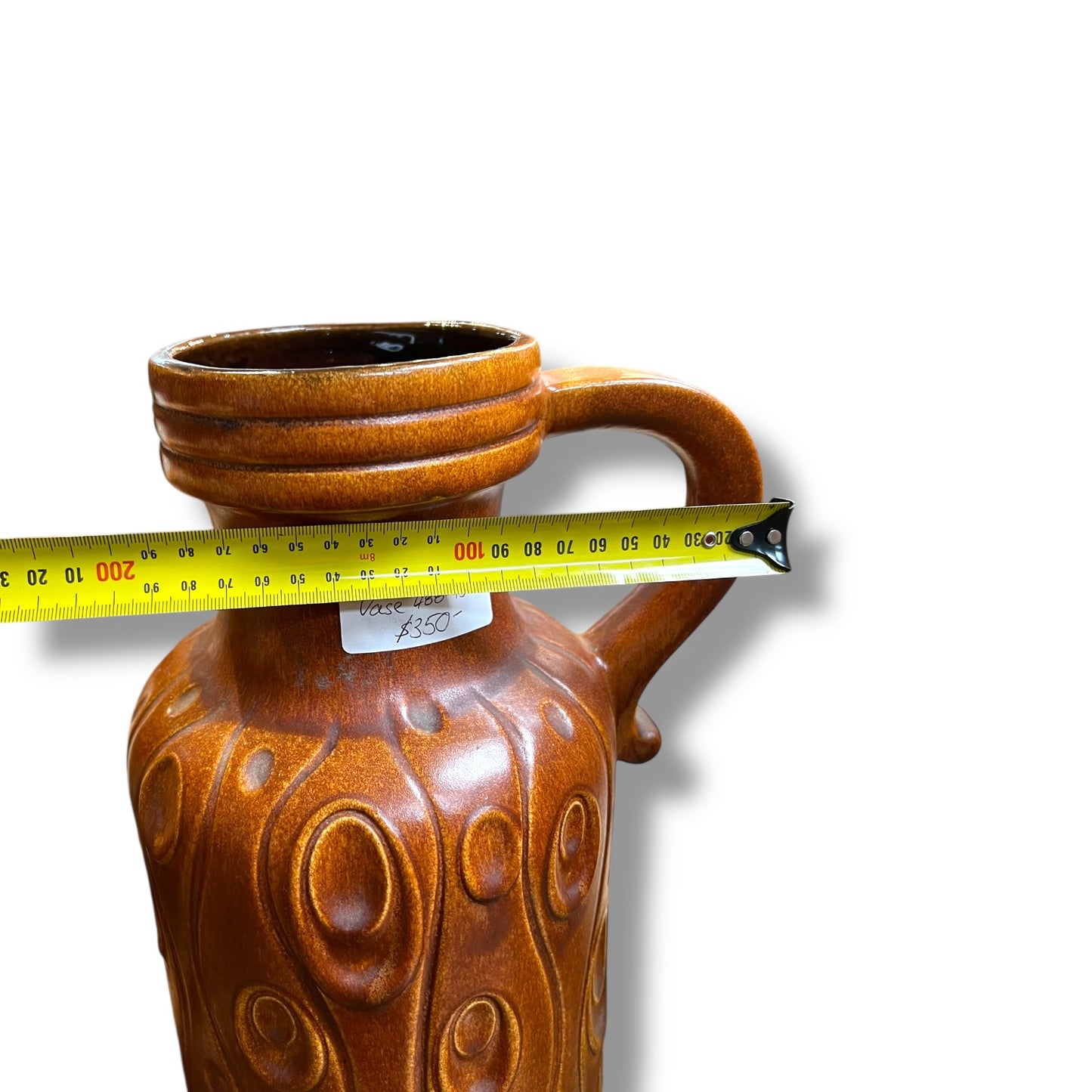 West German Scheurich 488-45 Vase — Mid-Century, Caramel Brown