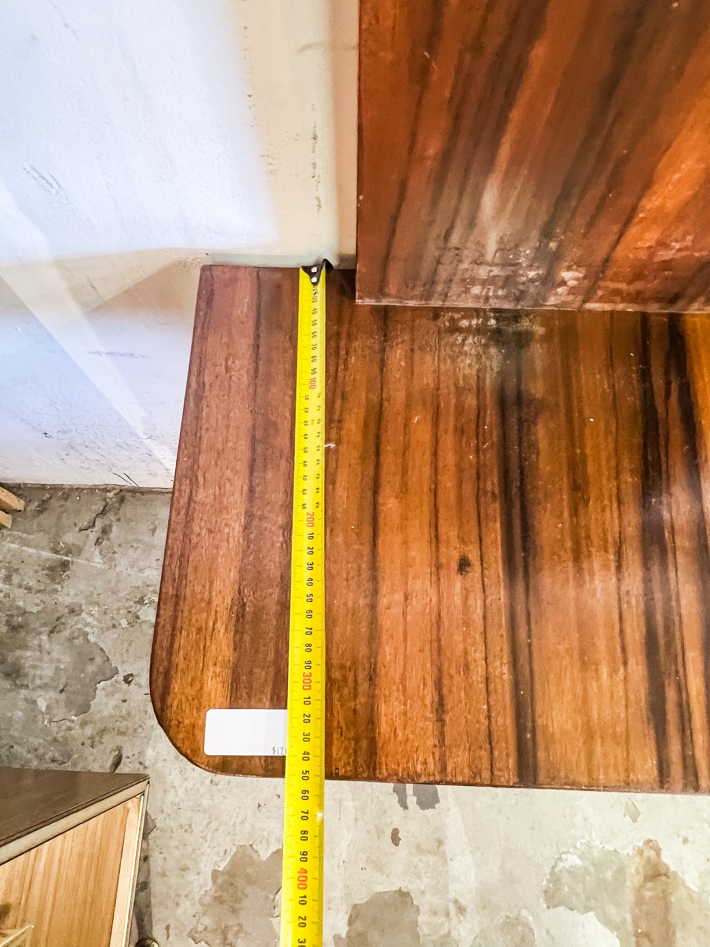Art Deco Wood Veneer Hallway Stand with Mirror & Hooks