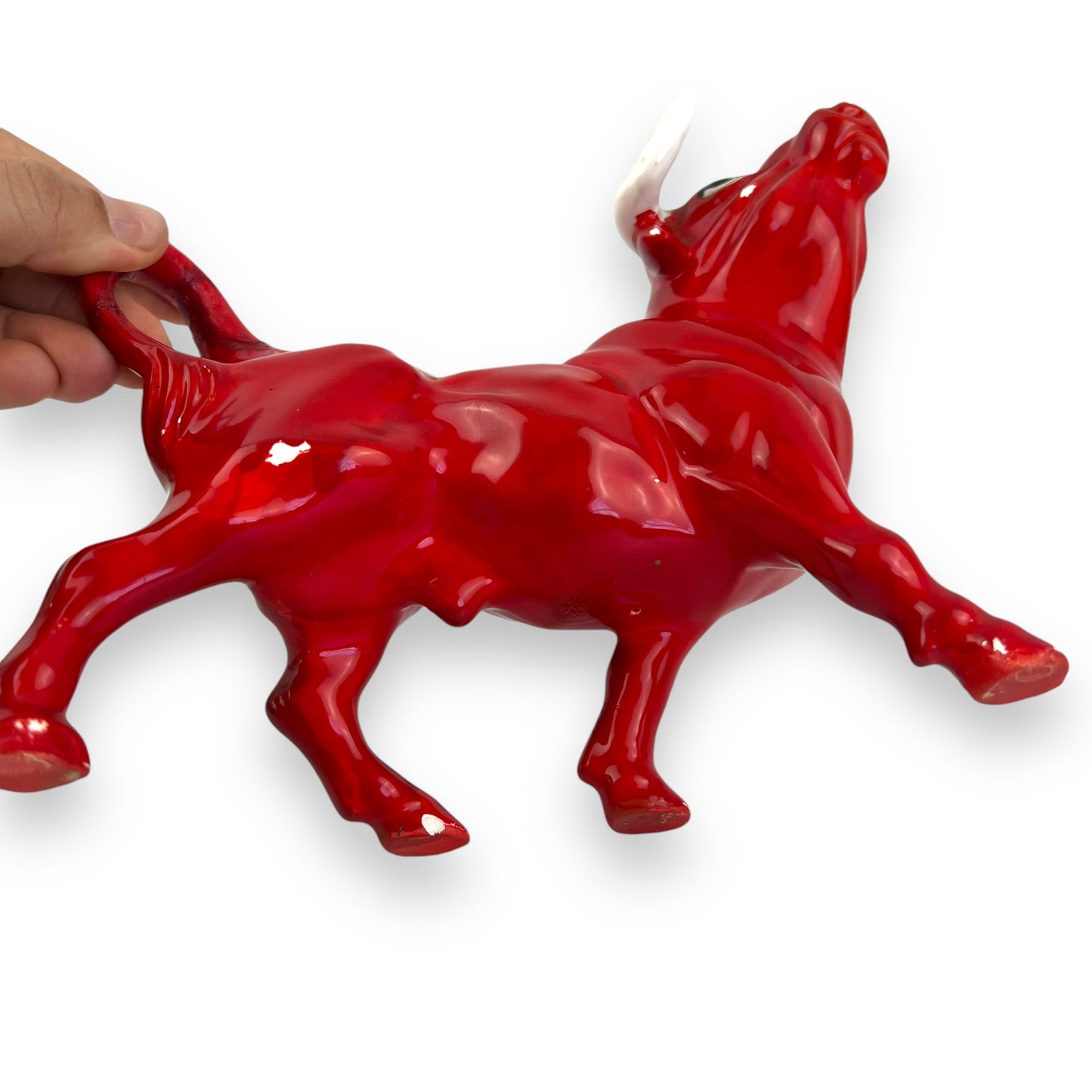 Red Ceramic Bull Figurine – Mid-Century Decorative Collectible