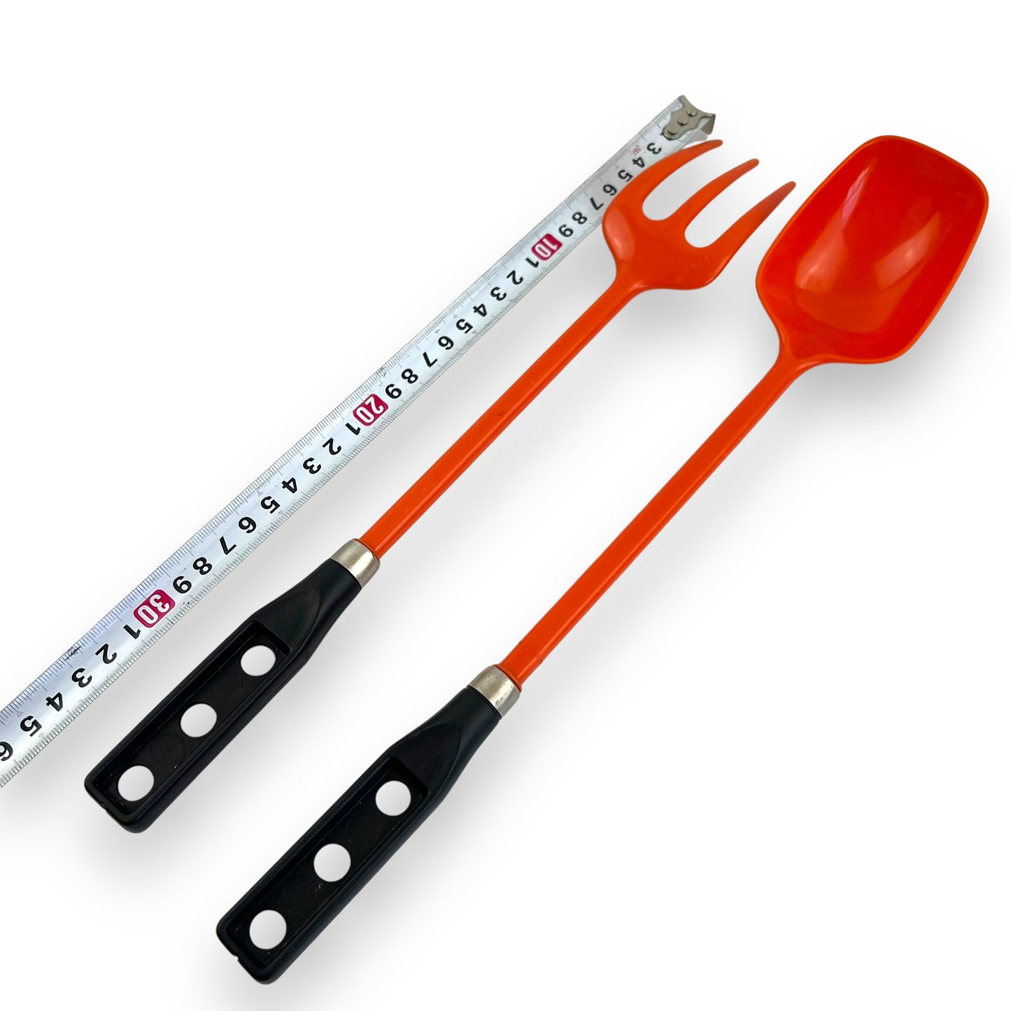 Salad Server Set - Made in Hong Kong - Orange and Black
