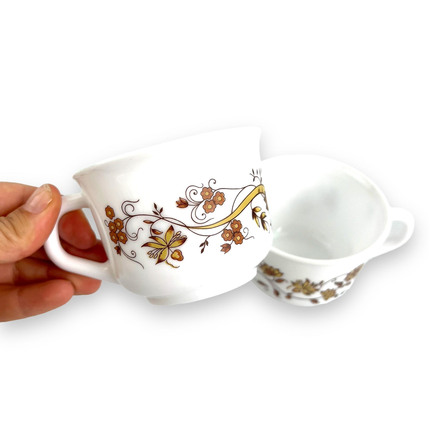 Arcopal Brown Onion Pattern Cup Set of 2