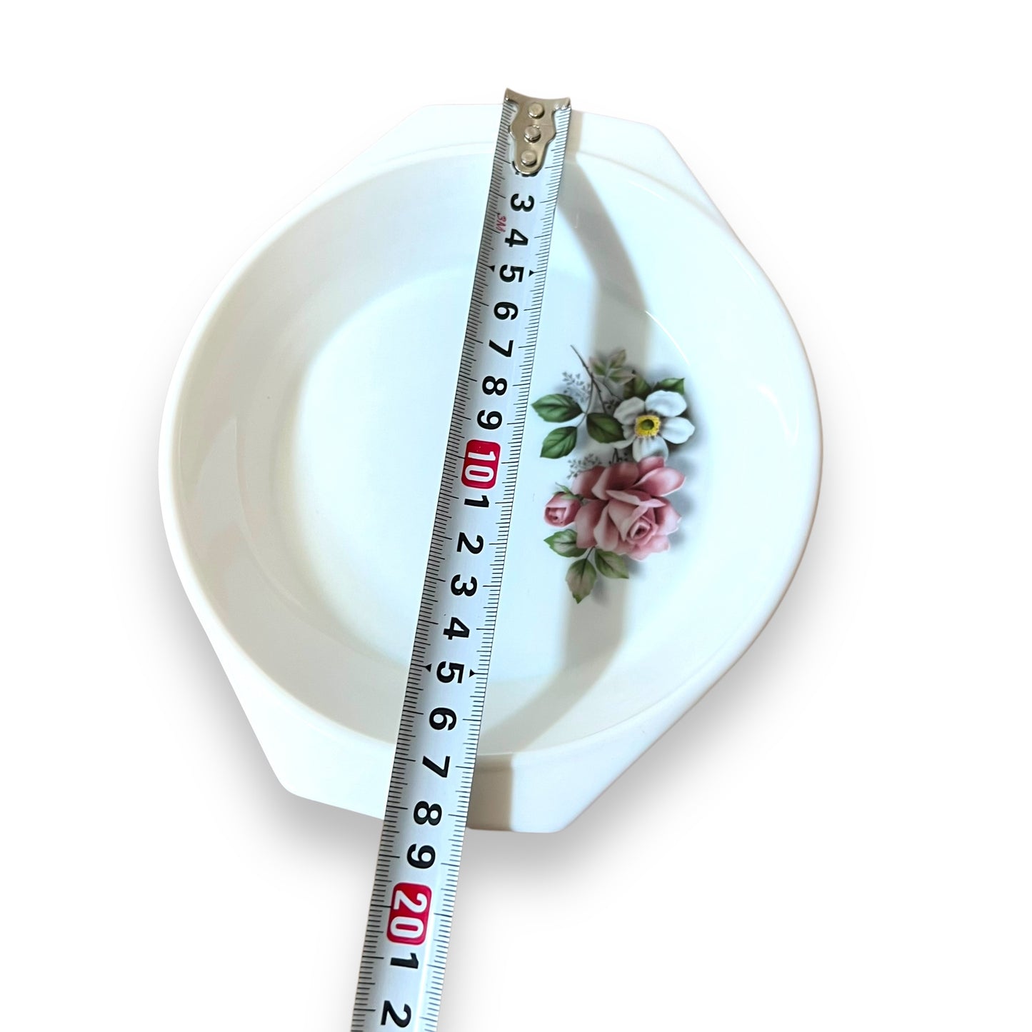 Arcopal Round Serving Dish with Pink Rose Floral Design - Made in France