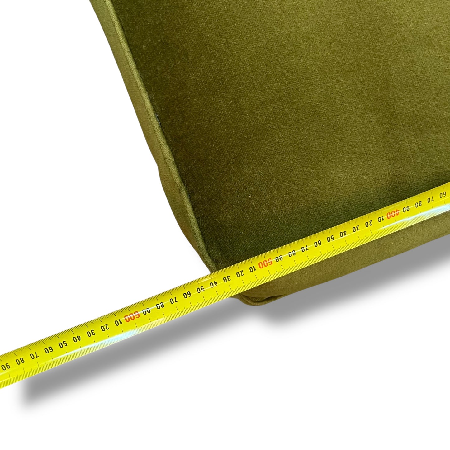 Ottoman — Green Velvet Upholstery, Feather Cushion