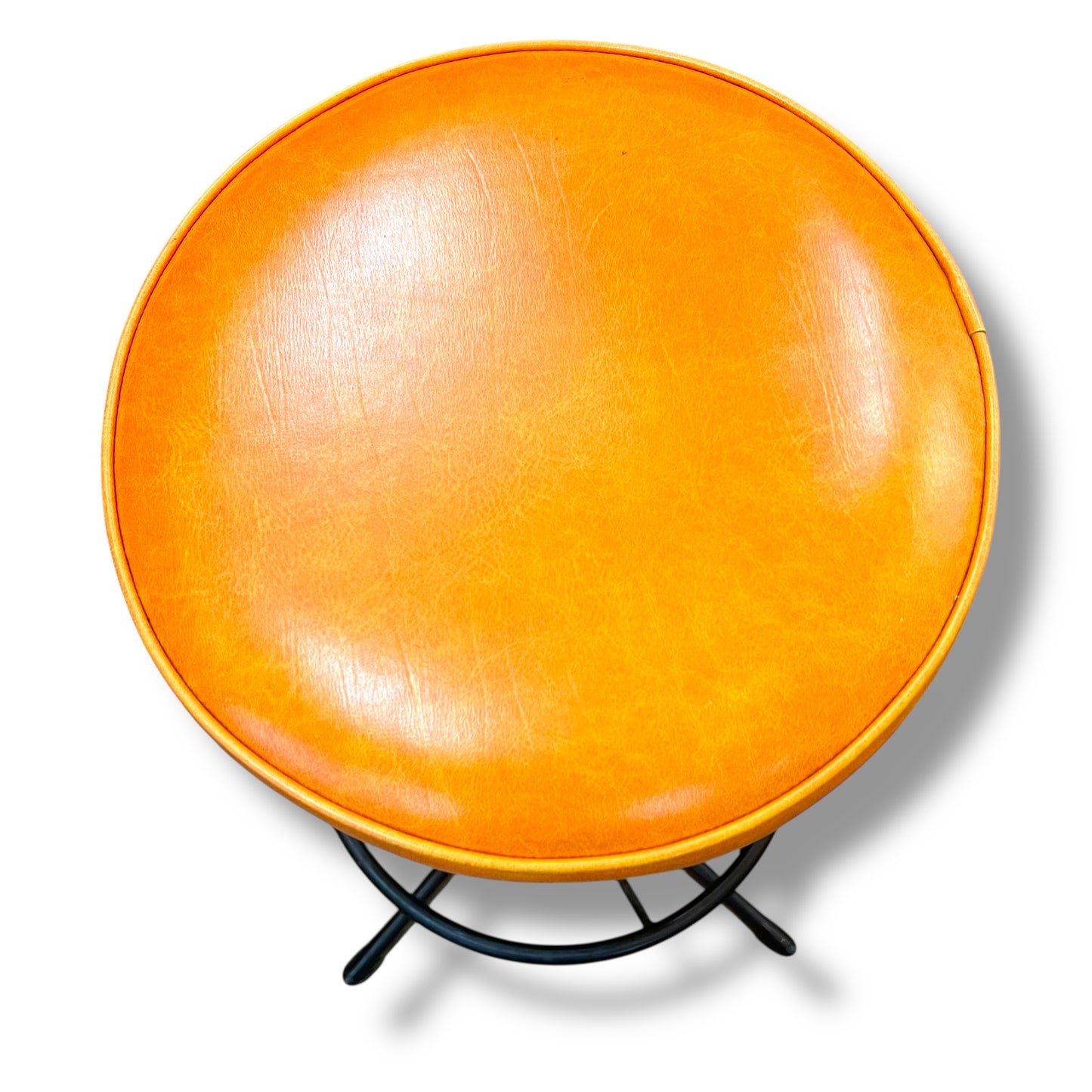 Orange Vinyl & Black Metal Stool