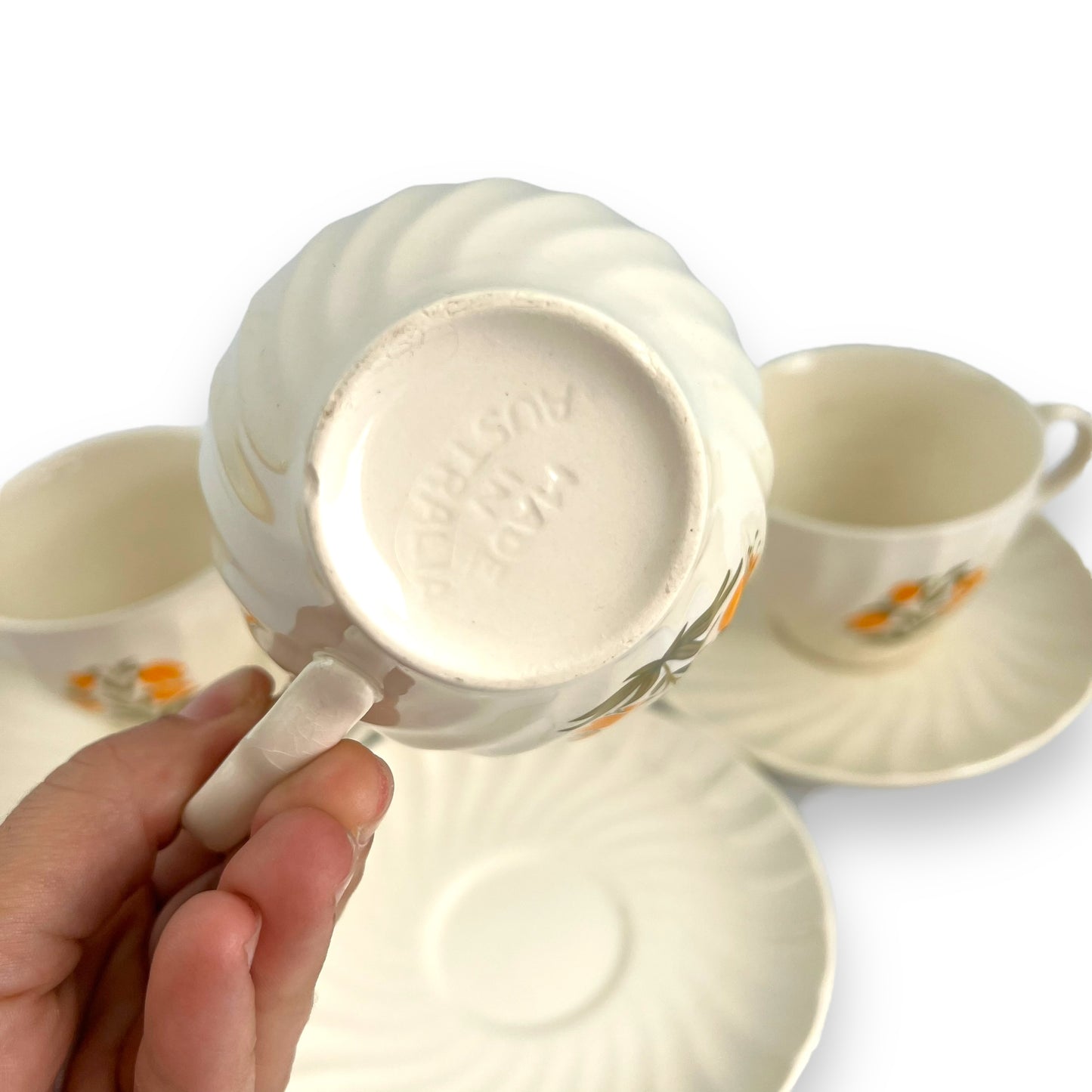 Orange flower teacup & saucer