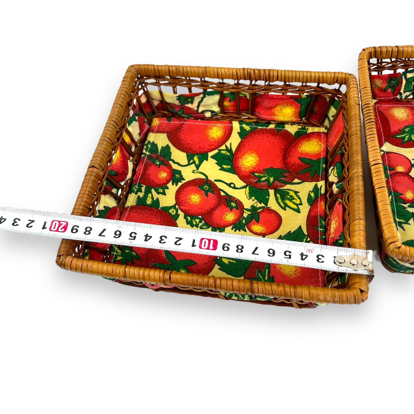 Tomatoes pattern square wicker basket