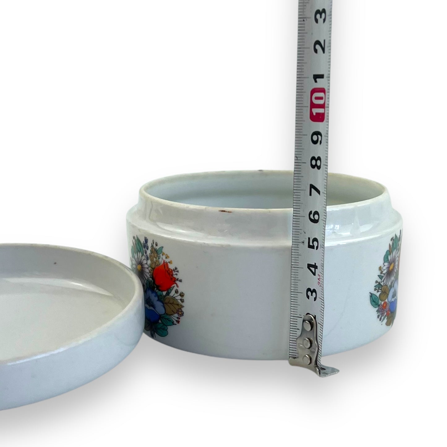 Colourful flower round trinket storage box