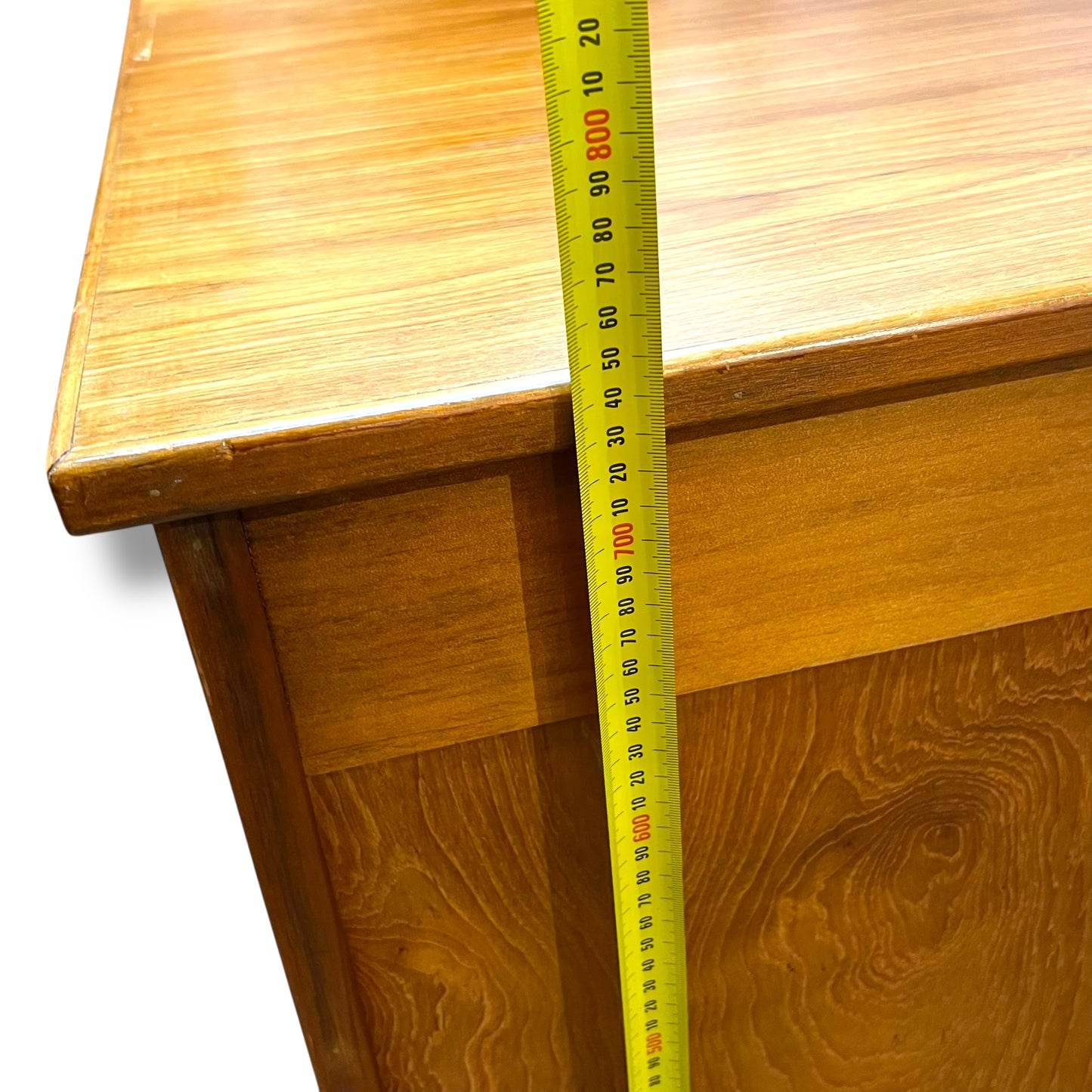 Mid-Century 8-Drawer Wooden Office Desk with Sculpted Handles