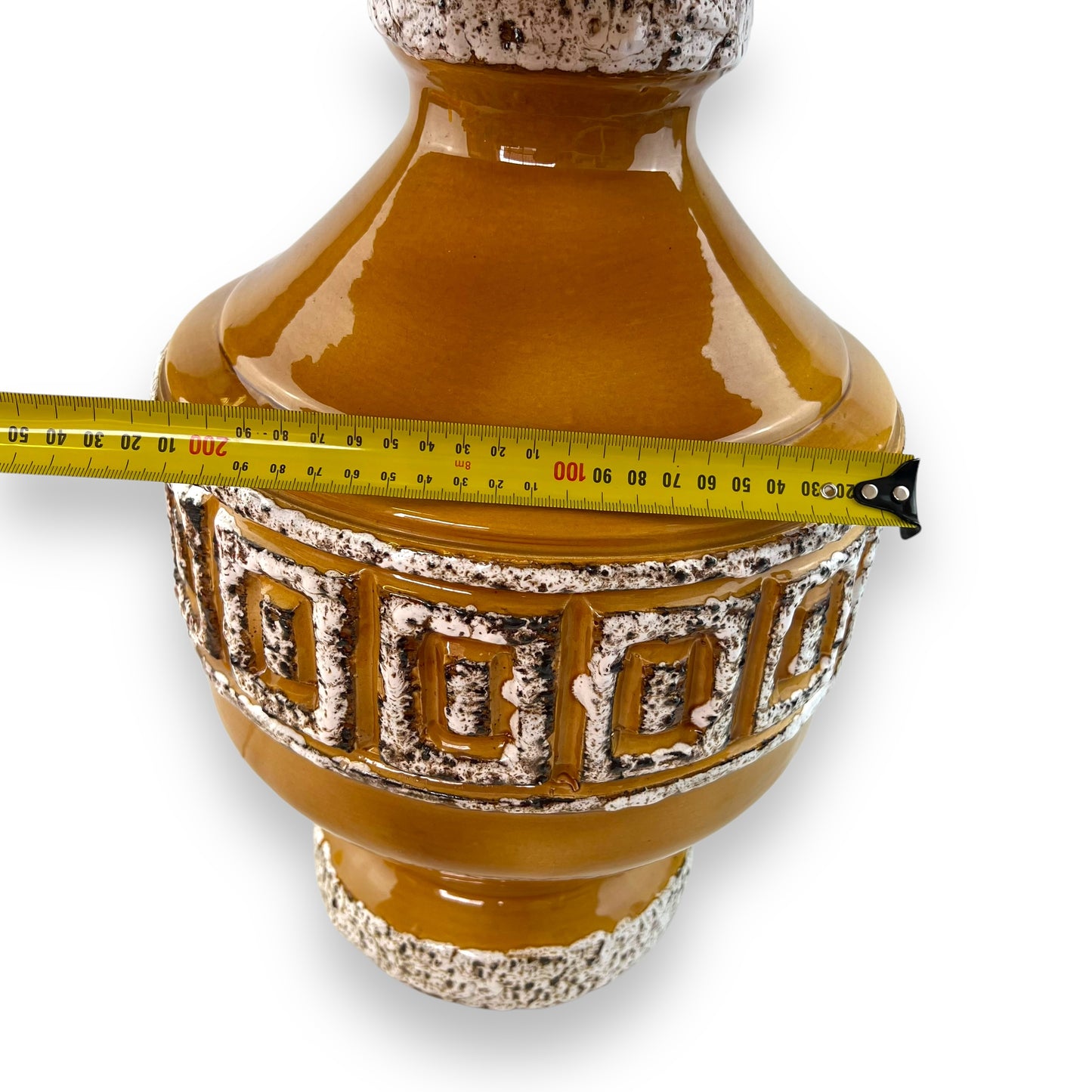 West German Ceramic Lamp with Original Mustard Shade
