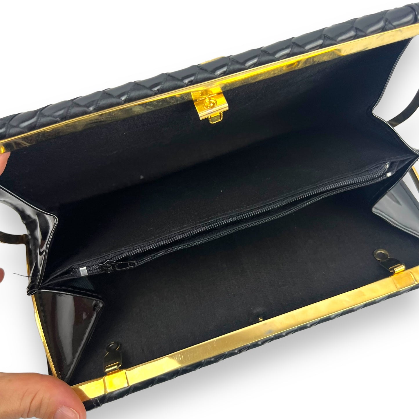 Black and Gold Vintage Purse check pattern
