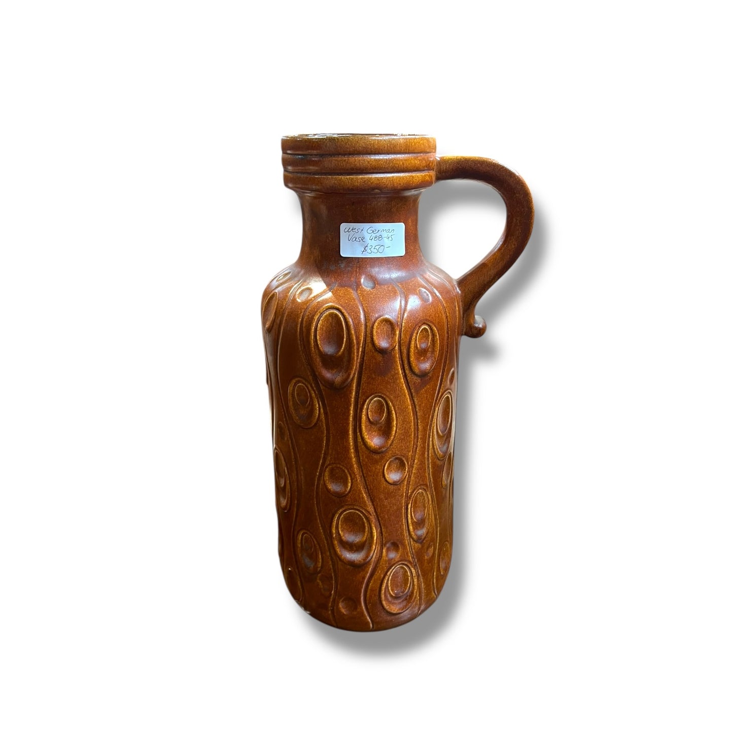 West German Scheurich 488-45 Vase — Mid-Century, Caramel Brown