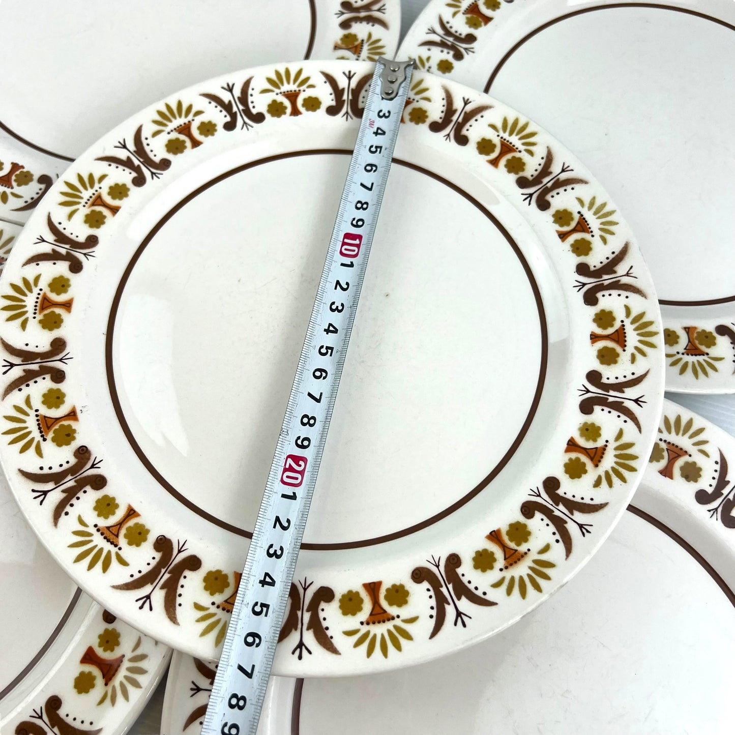 Set of 5 Mikasa Mediterrania Dinner Plates - Rick Rack Pattern - Made in Japan
