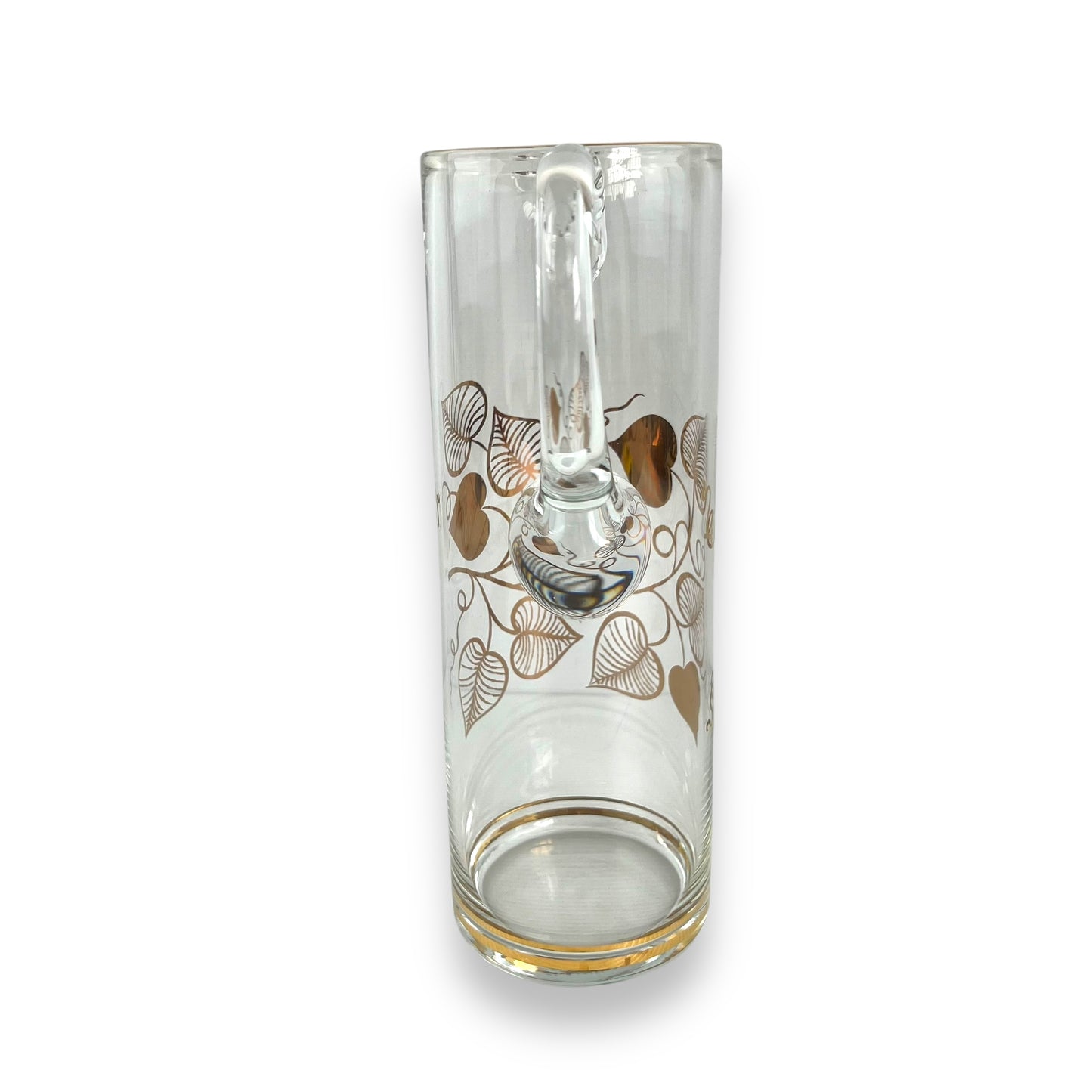 Clear Glass Pitcher Jug with Gold Love heart leaf decal
