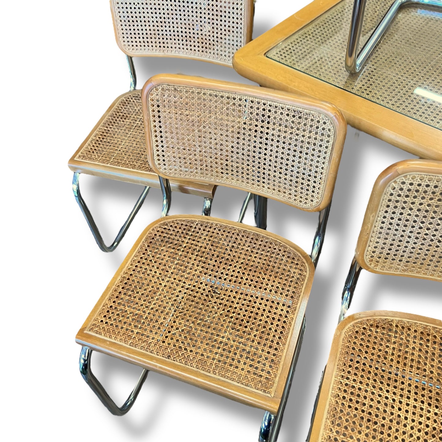 Pluto Furniture Rattan & Chrome Dining Table with 6 Chairs