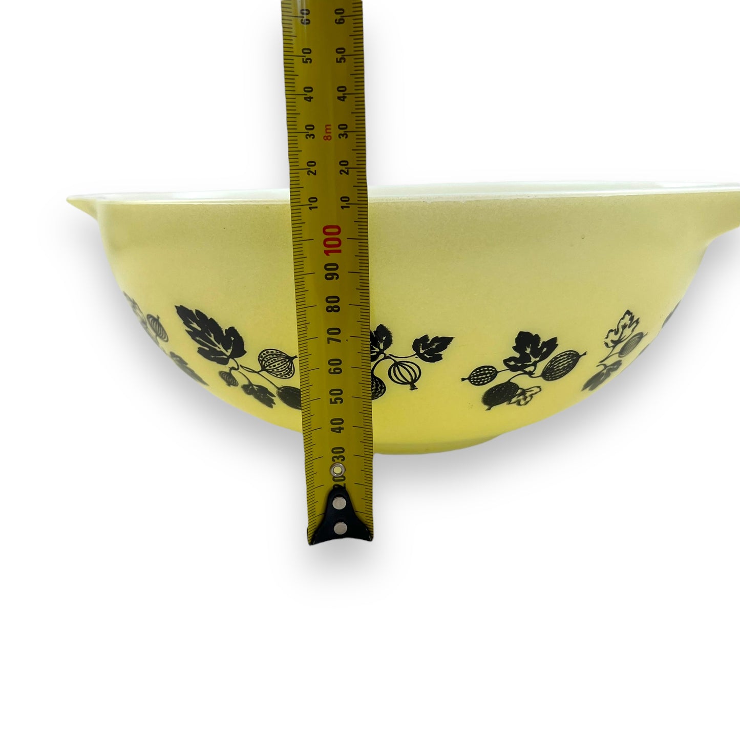 Pyrex Gooseberry Black on Yellow Cinderella Mixing Bowl