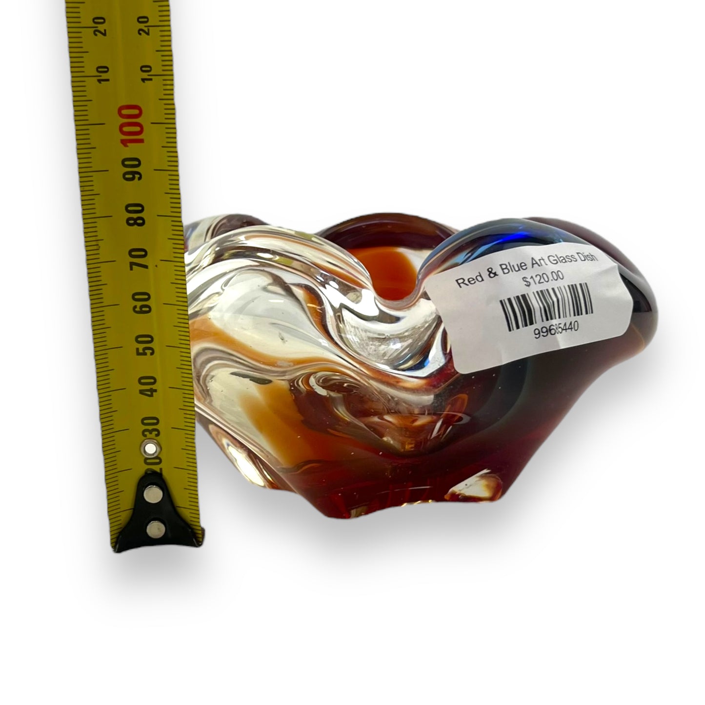 Red & Blue Art Glass Dish