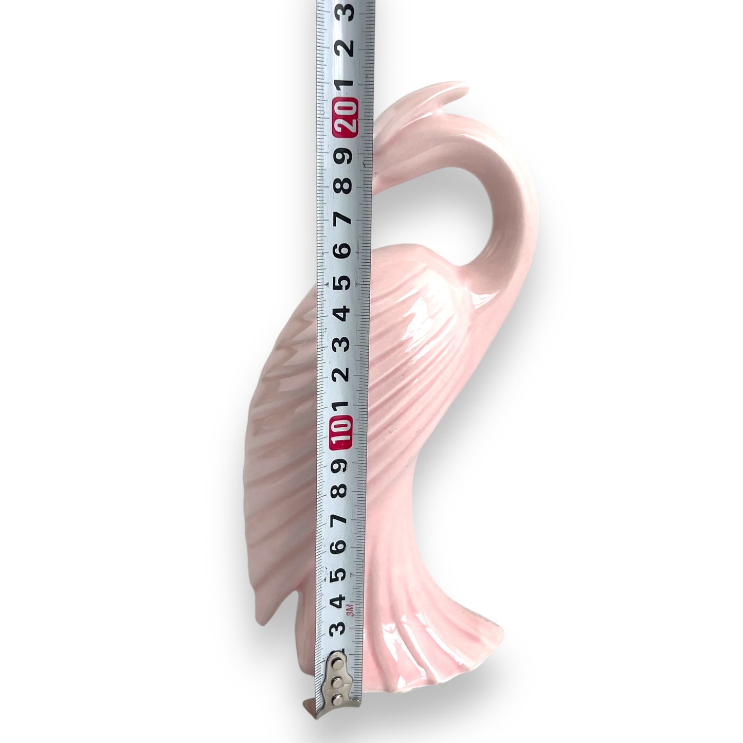 Pink ceramic heron bird statue