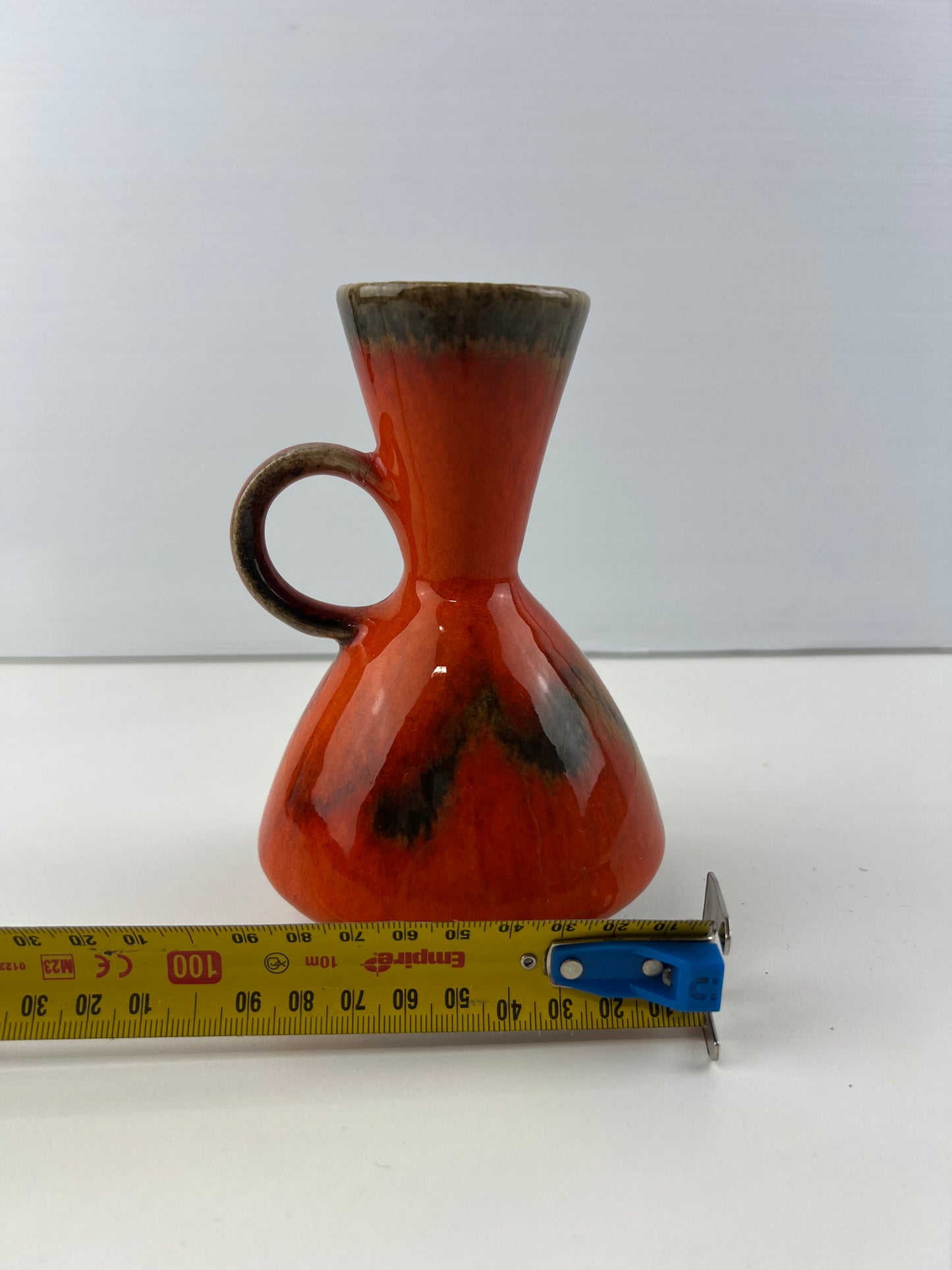West German Pottery Orange & Brown handled Vase 483/74