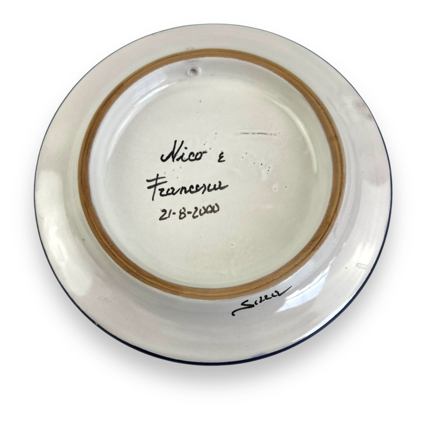 Handpainted Yellow Swirl Trivet by Nico E Francesco - Dated 2000