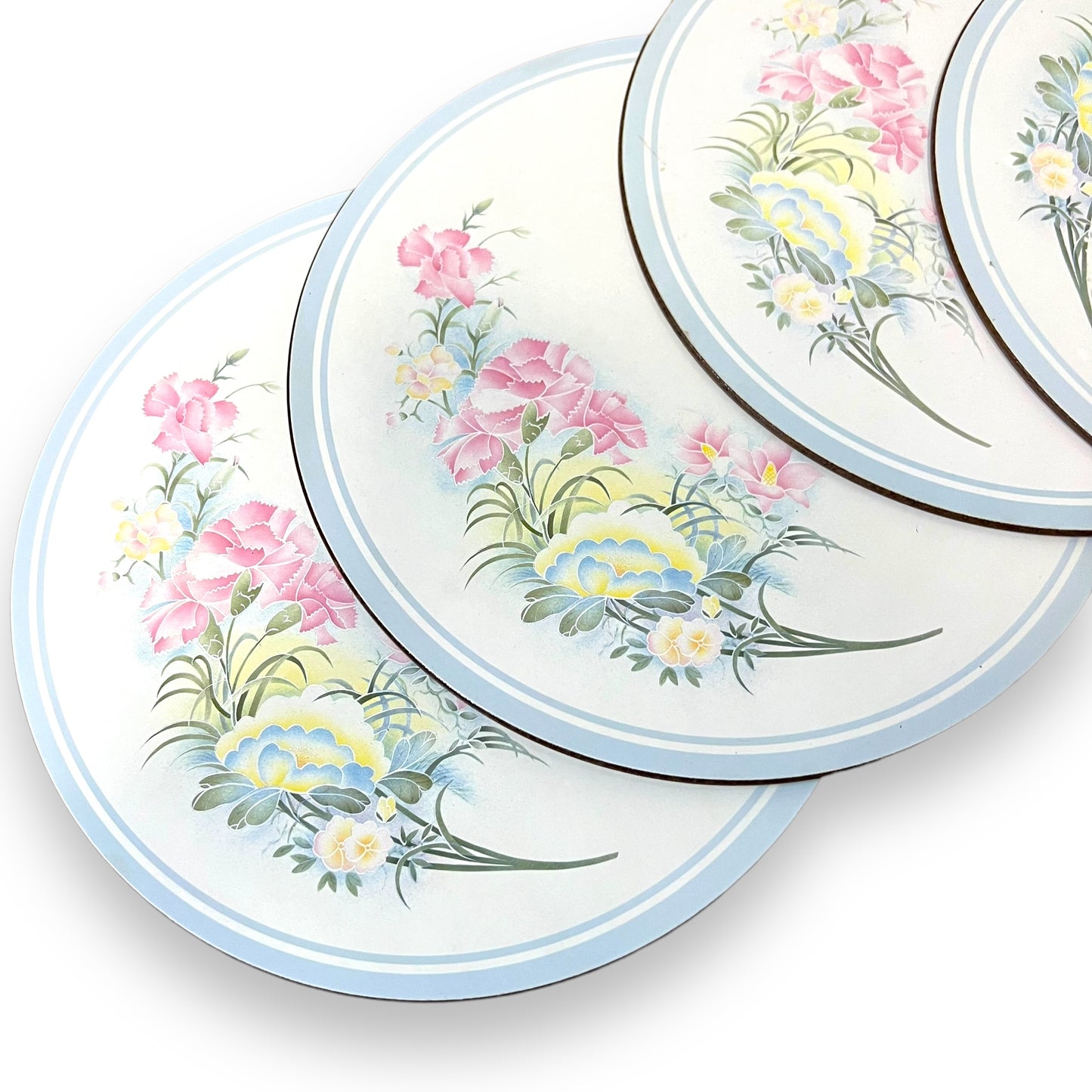 Set of 6 Vintage Floral Placemats - Pastel Flower Design