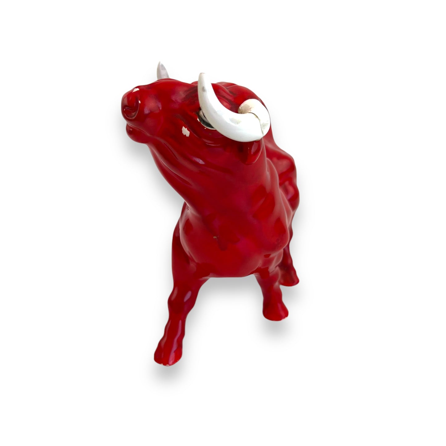 Red Ceramic Bull Figurine – Mid-Century Decorative Collectible