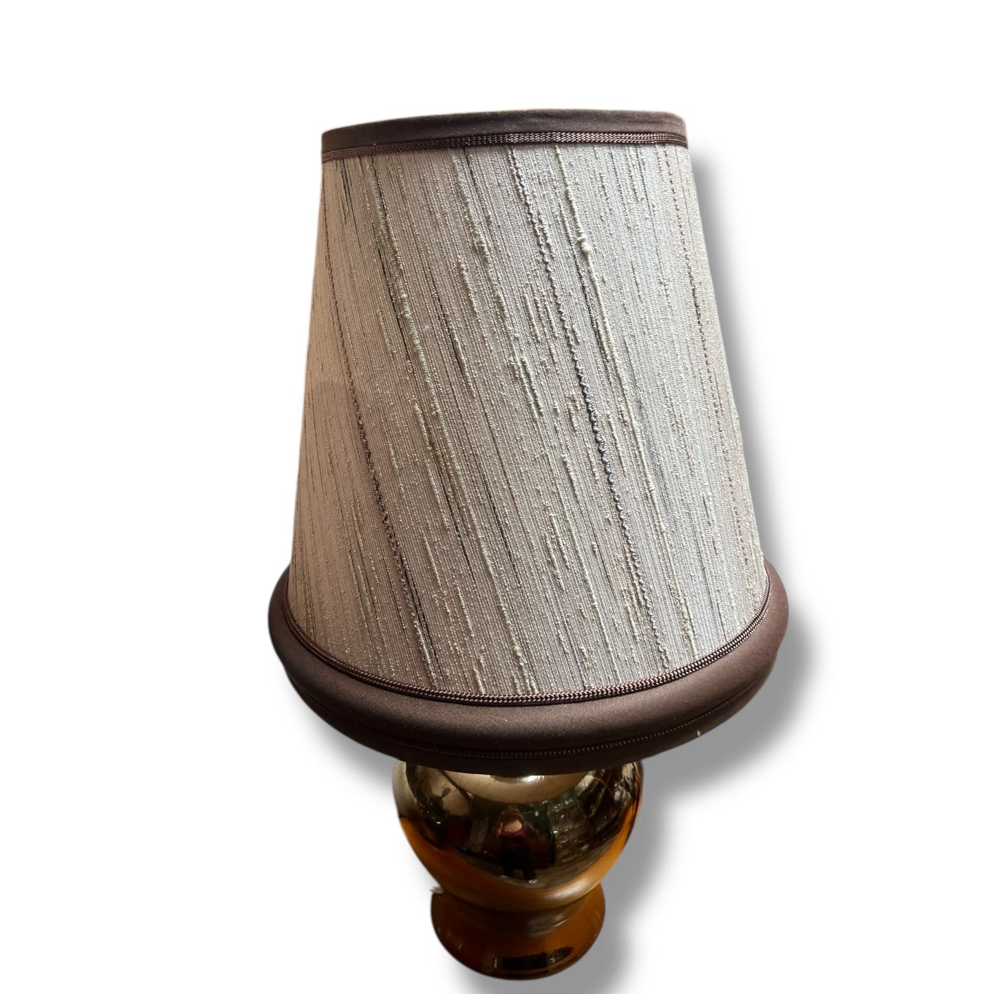 Pair of 1970s Brown Glazed Ceramic Table Lamps with Original Fabric Shades