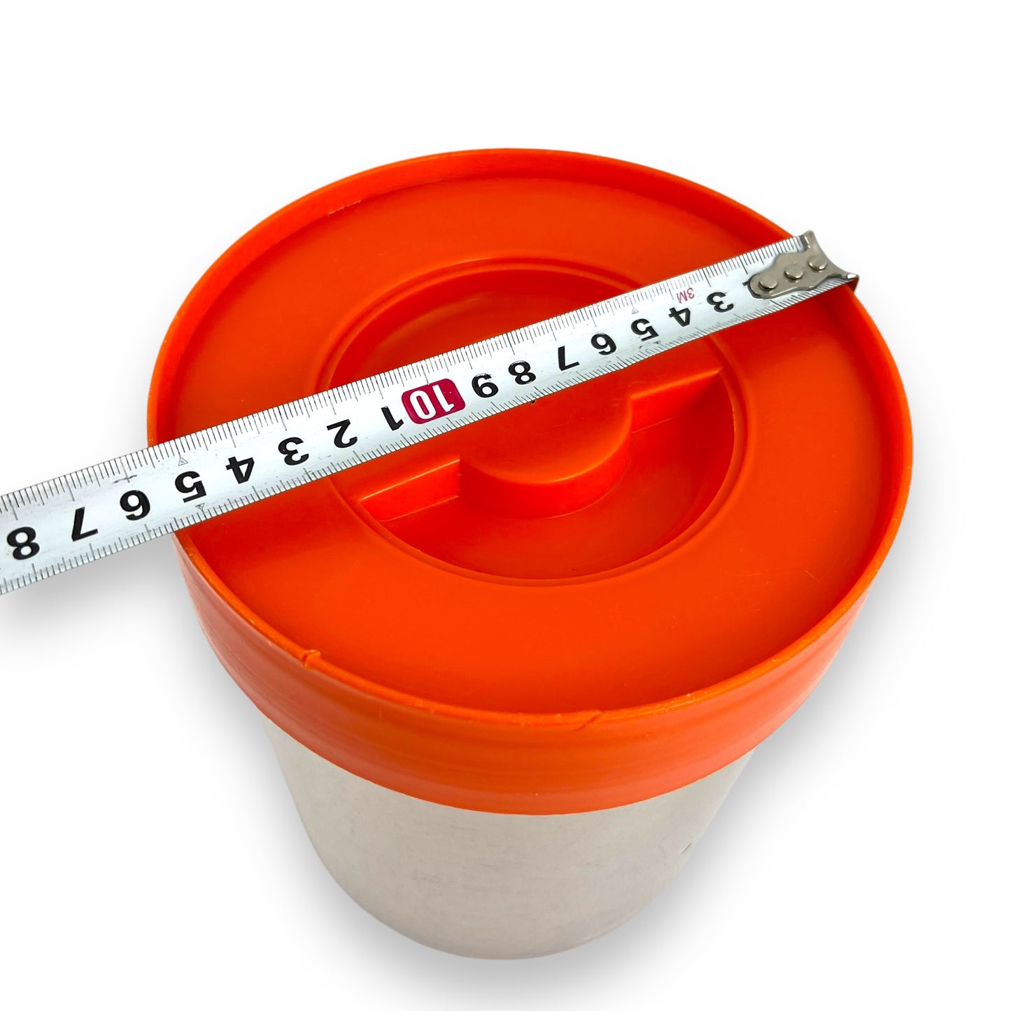 Atlas Plastics Clear Storage Canister with orange lid