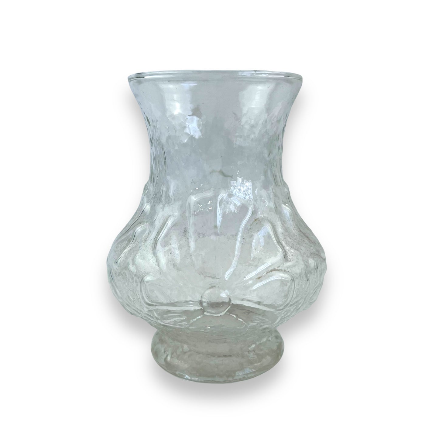 Anchor Hocking Rain Flower Vase Clear Embossed Glass