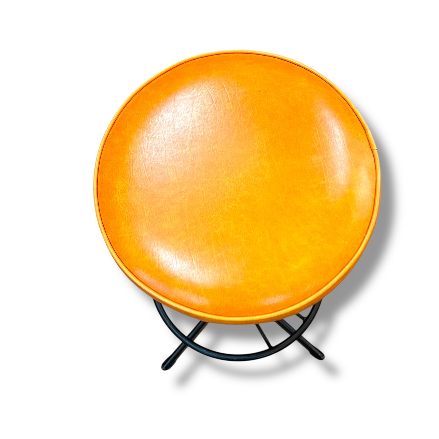 Orange Vinyl & Black Metal Stool