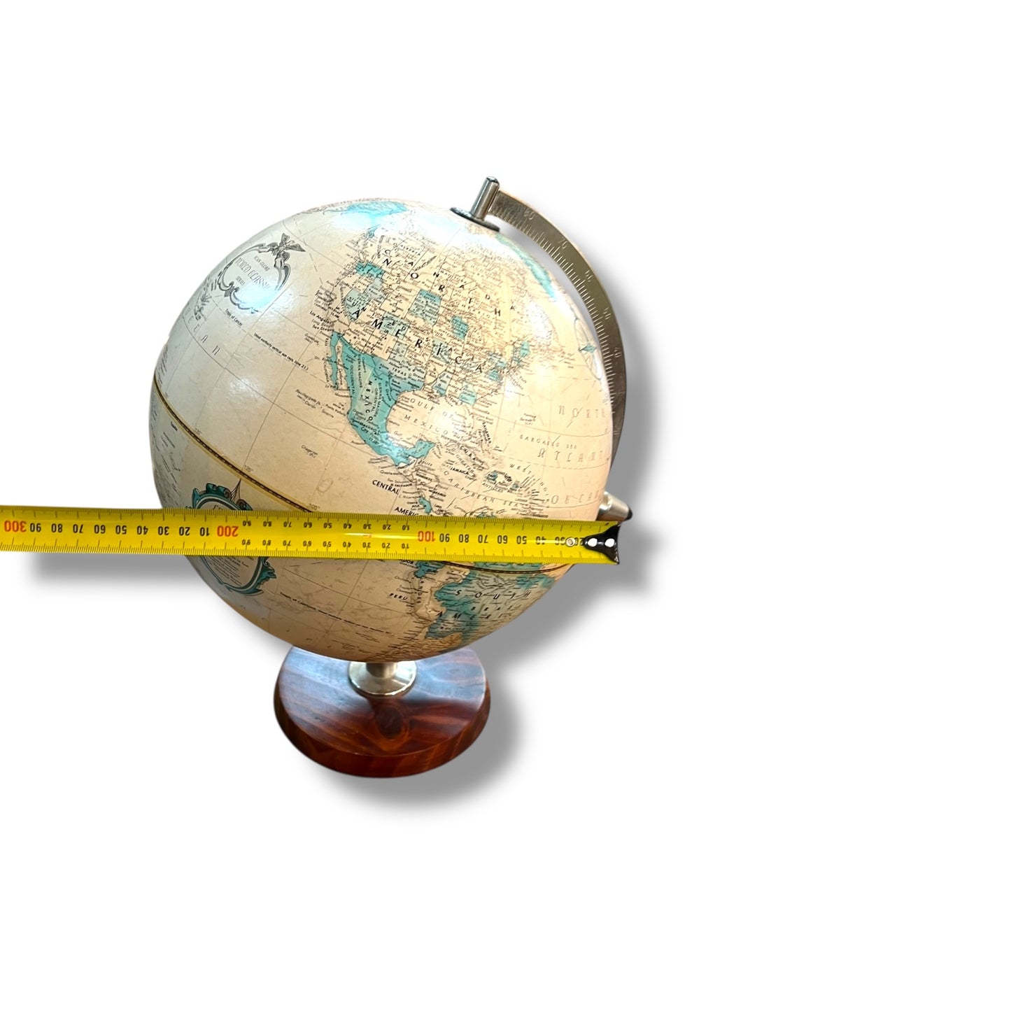 Replogle “World Classic” 12” Vintage Desktop Globe — Wood & Metal Base, Made in USA