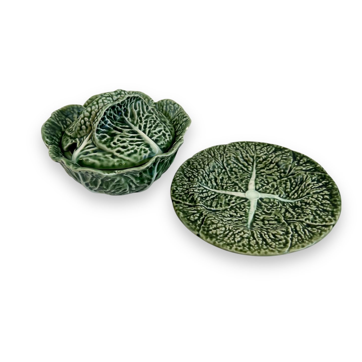 Bordallo Pinheiro Cabbage Ware condiments dish & Plate