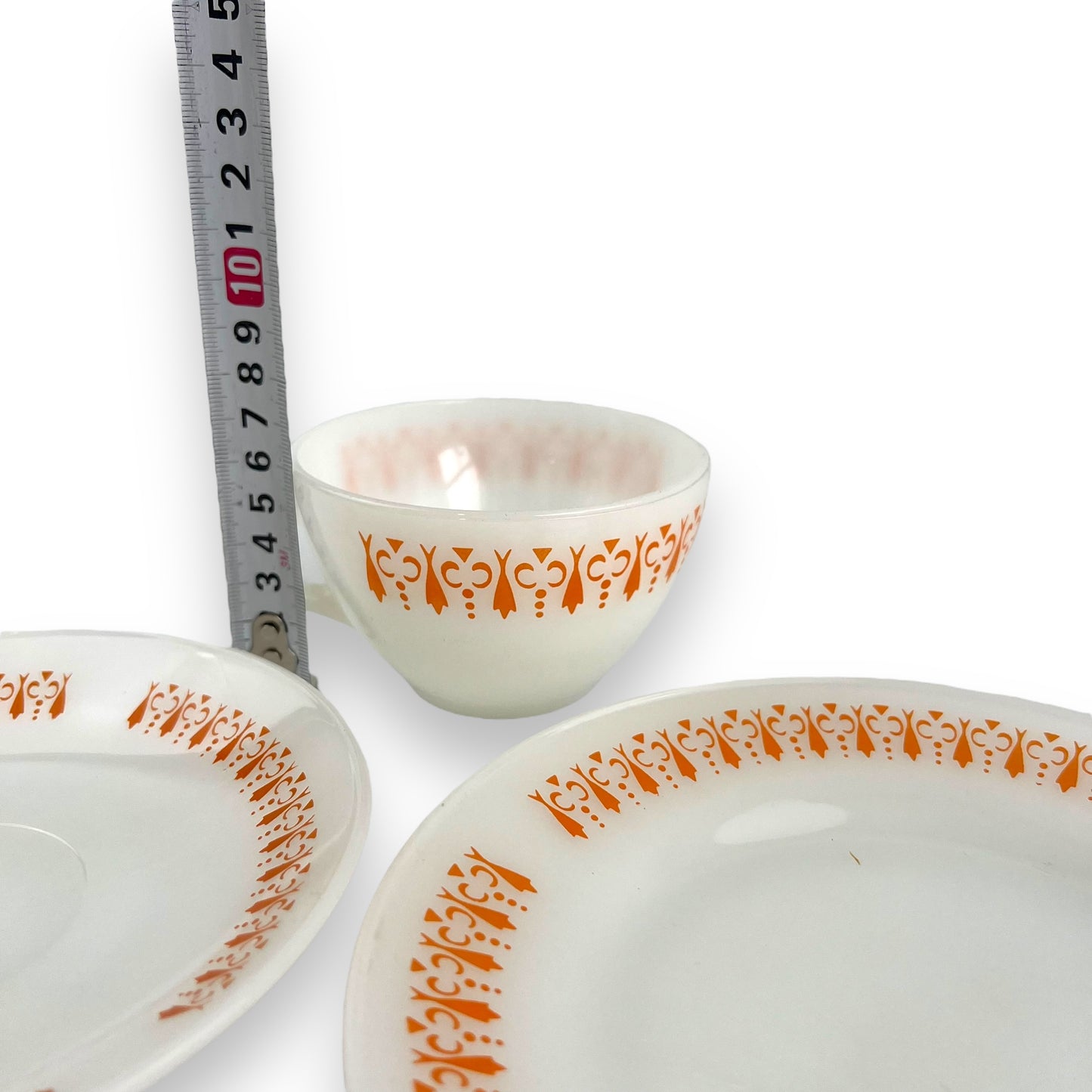 Termo-Rey Orange & white Cup & Plate Trio - Made in Brazil